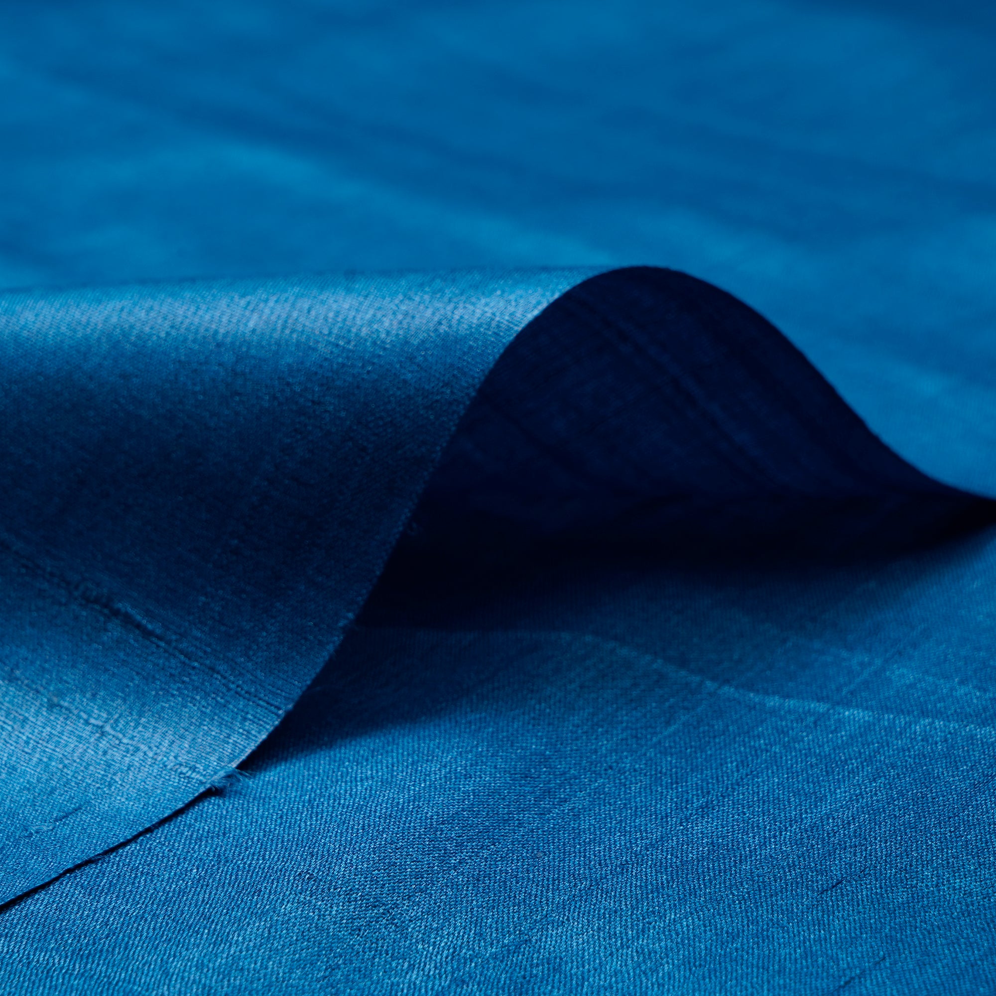 (Pre-Cut 5.00 Mtr) Blue Color Piece Dyed Handwoven Tussar Silk Fabric