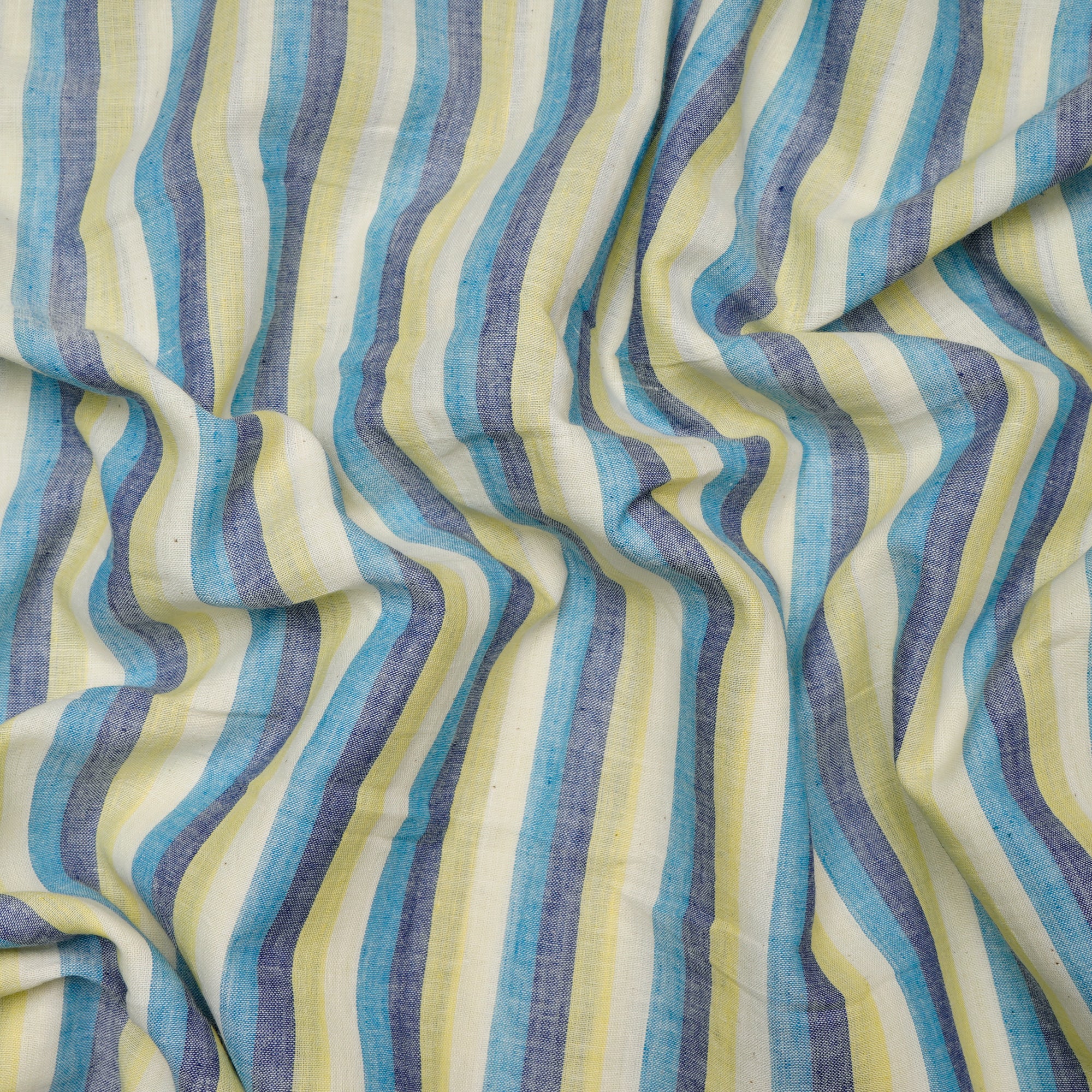 (Pre Cut 3.5Mtr )Multi Color Stripe Pattern Yarn Dyed Cotton Muslin Fabric