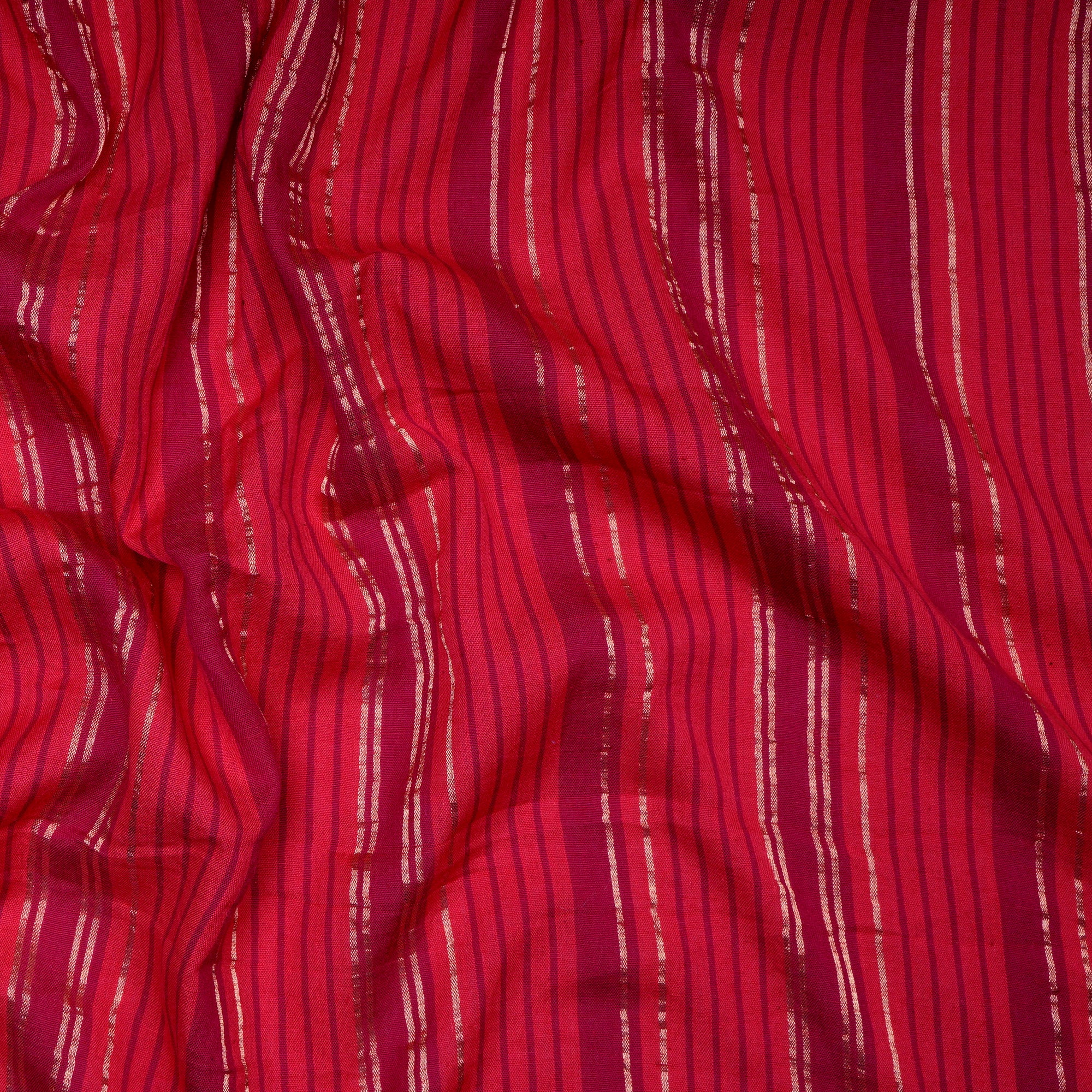 (Pre-Cut 1 Mtr) Red Color Yarn Dyed Handwoven Cotton Muslin Fabric