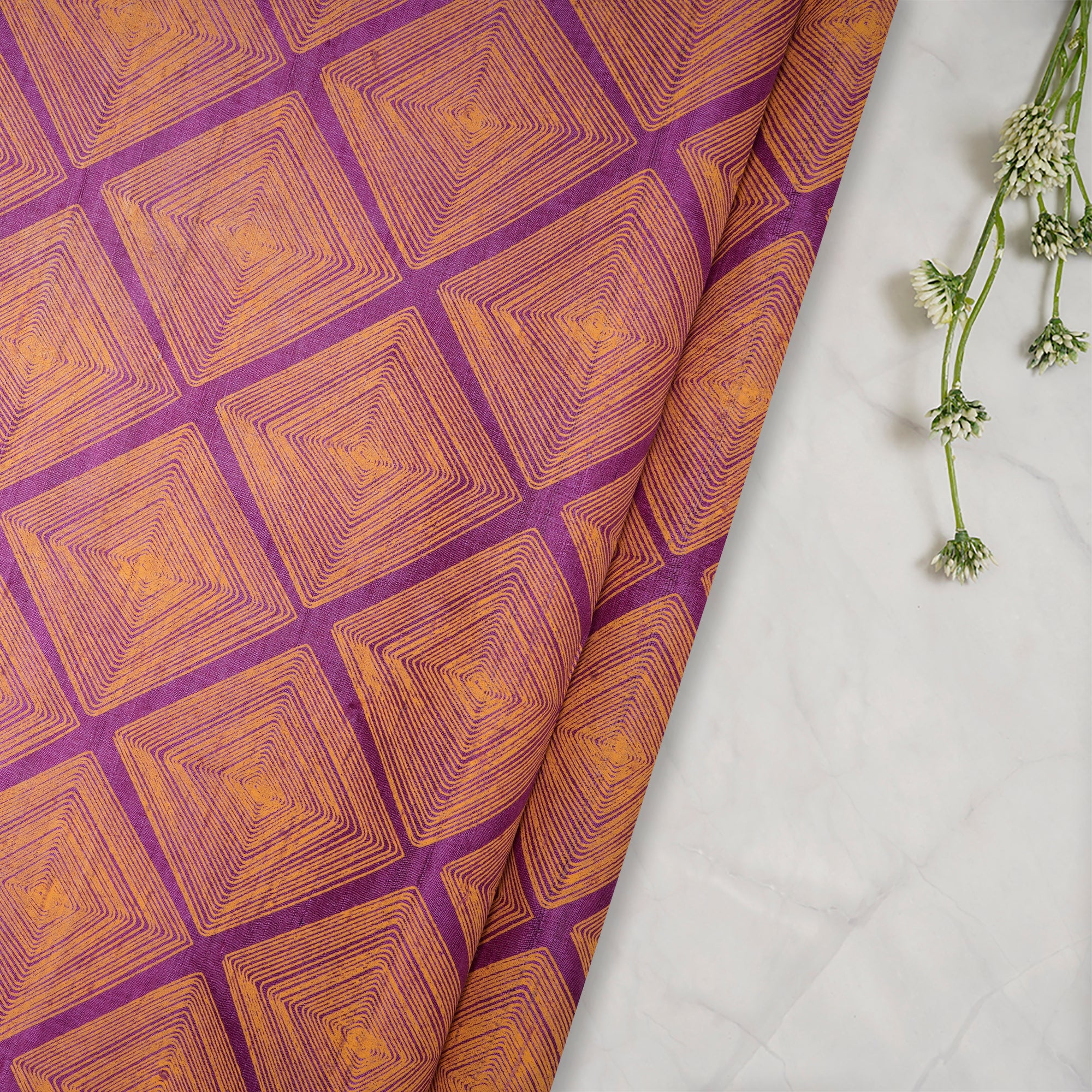 (Pre-Cut 2.60 Mtr) Magenta Printed Pashmina Silk Fabric