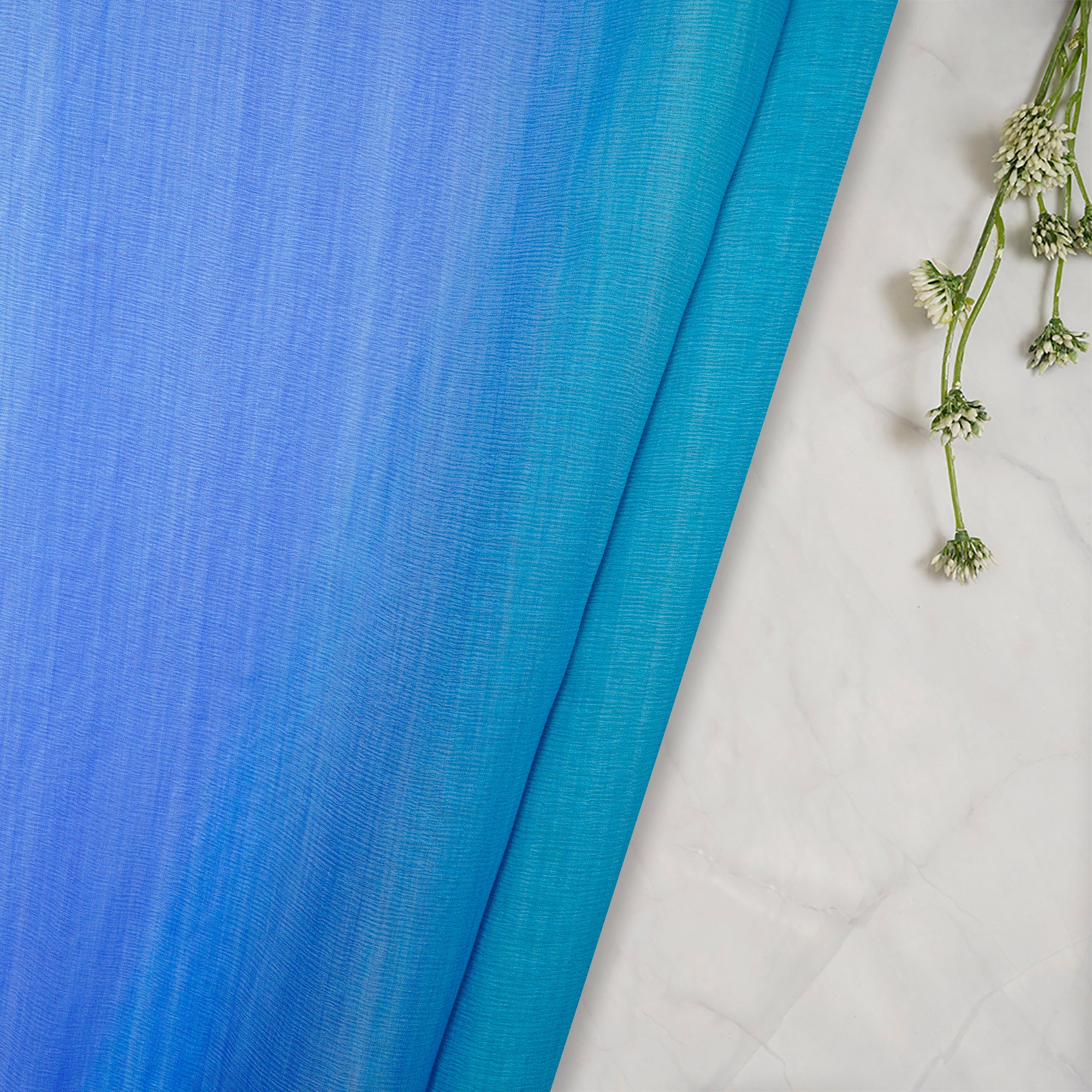 (Pre-Cut 3.50 Mtr) Multi Color Ombre Dyed Chiffon Silk Fabric