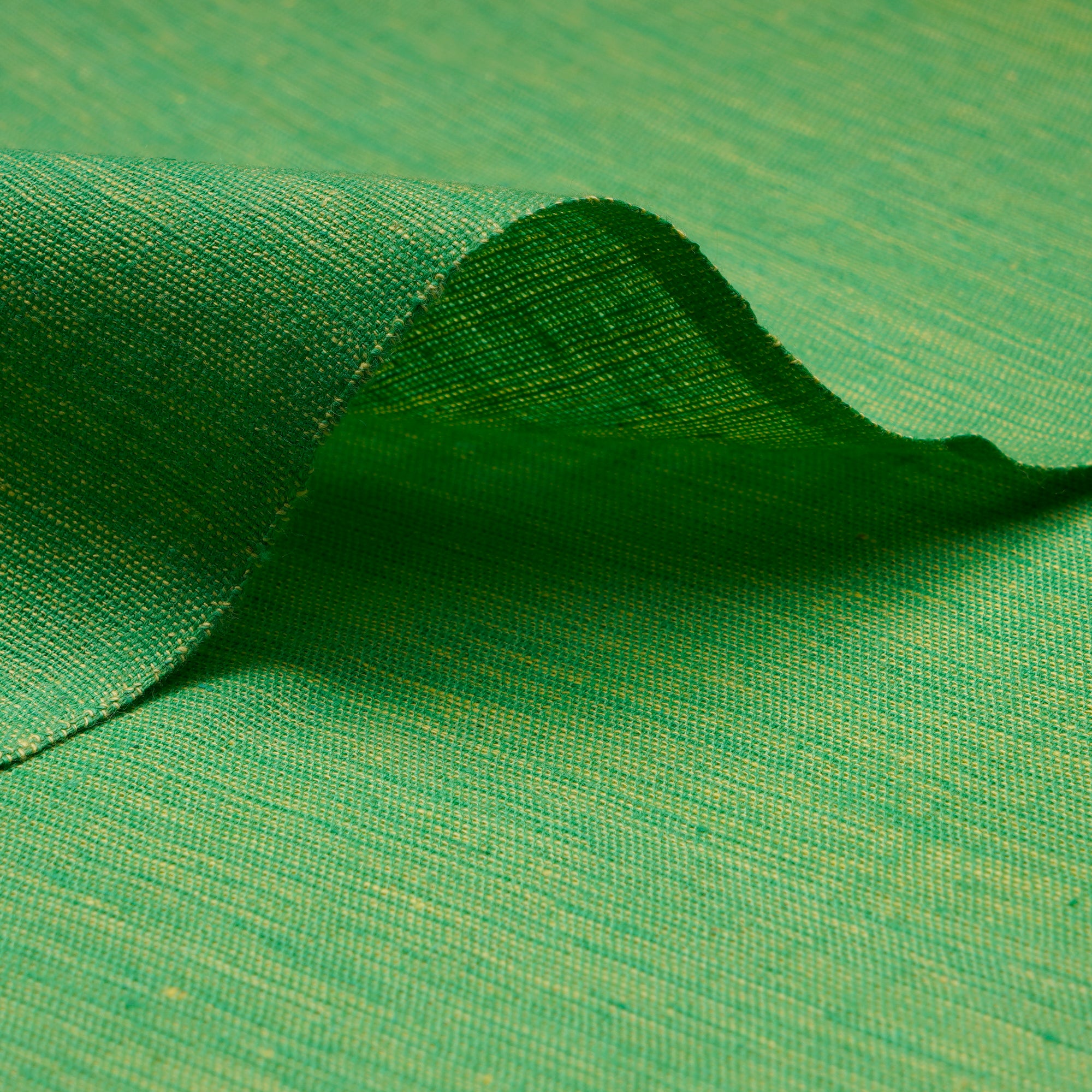 (Pre-Cut 1.20 Mtr) Green Slub Cotton Fabric