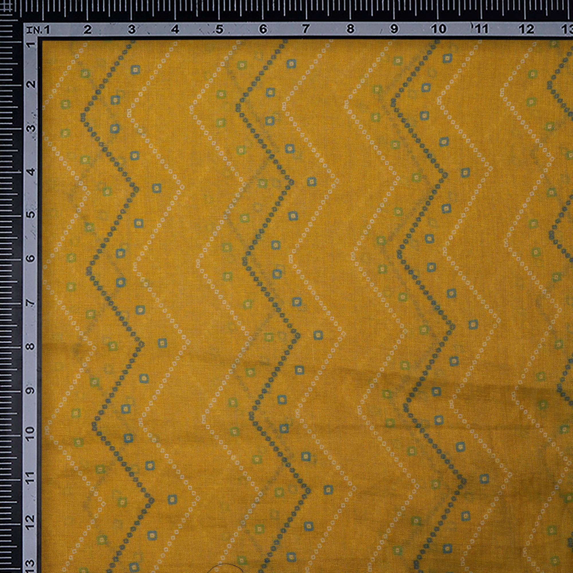 (Pre-Cut 1.30 Mtr ) Yellow Digital Printed Tissue Chanderi Fabric