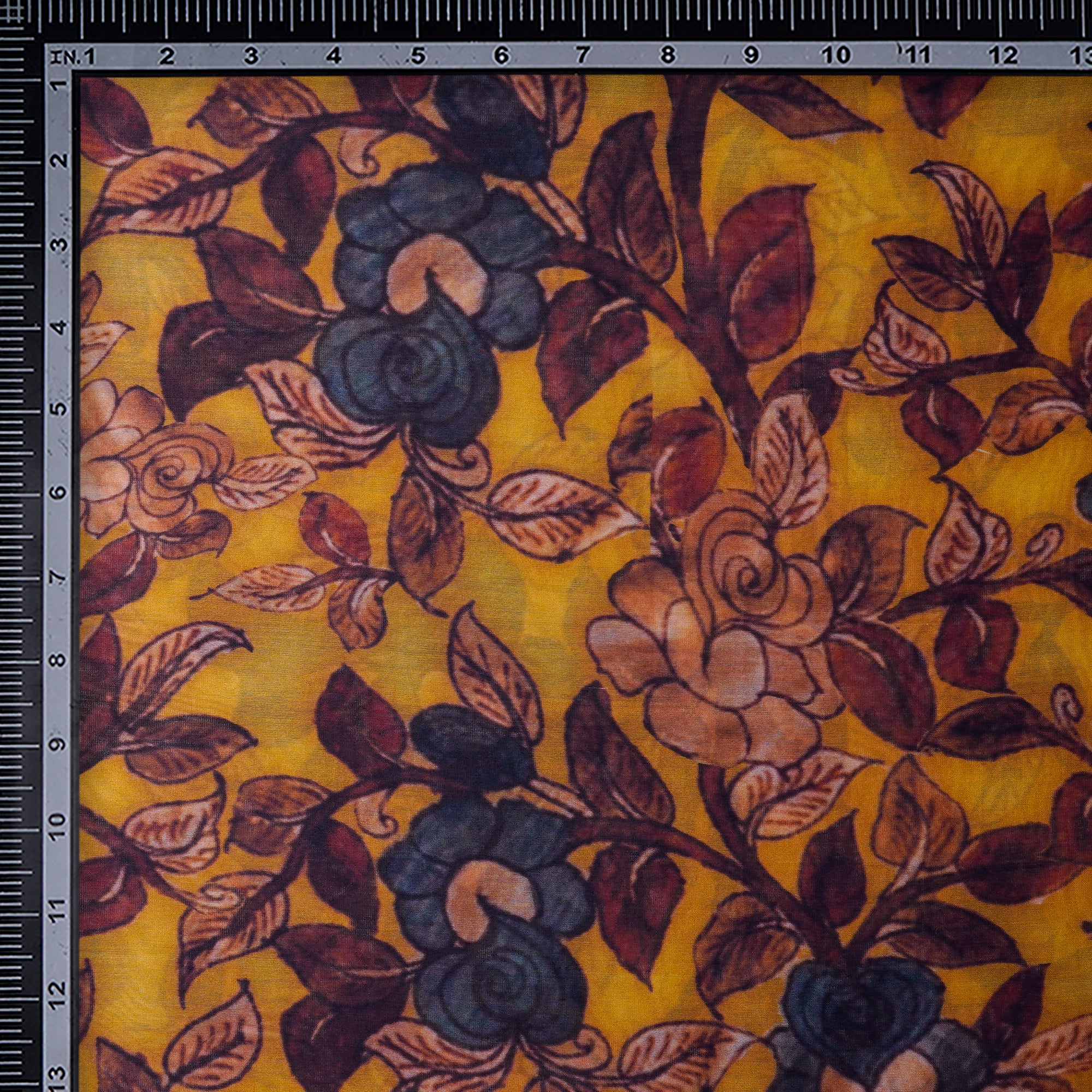 (Pre-Cut 2.35 Mtr) Mustard Digital Printed Pure Chanderi Fabric