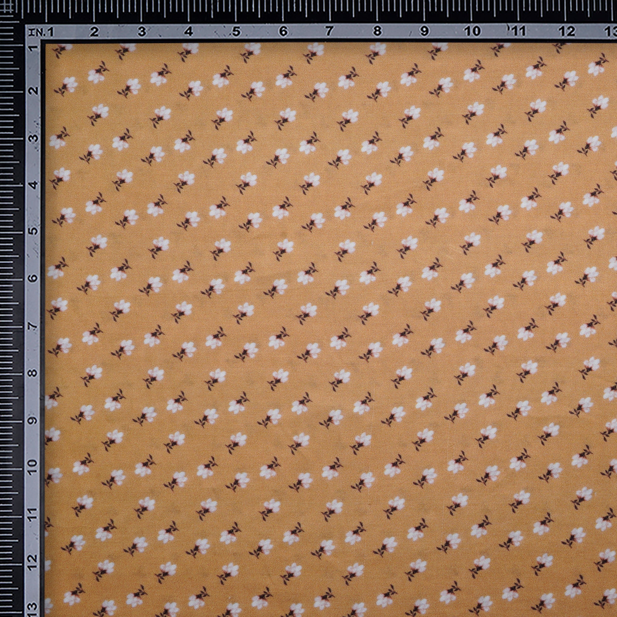 (Pre-Cut 2.40 Mtr) Mustard Digital Printed Bemberg Modal Fabric