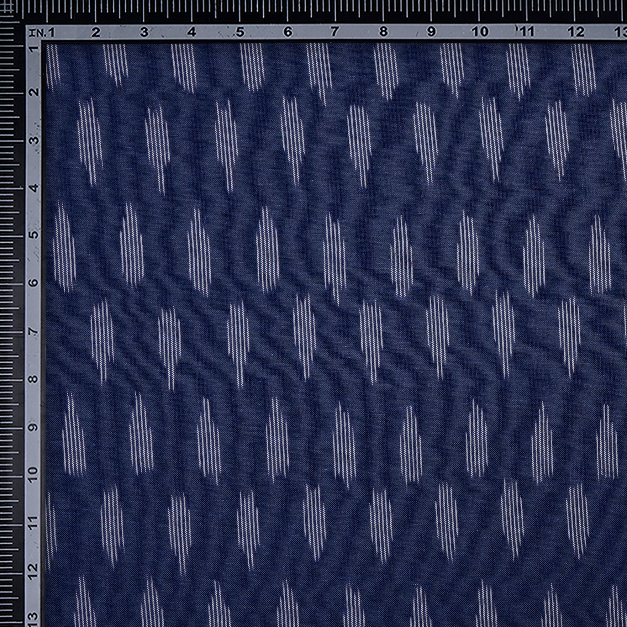 (Pre-Cut 2.00 Mtr) Blue Washed Woven Ikat Cotton Fabric