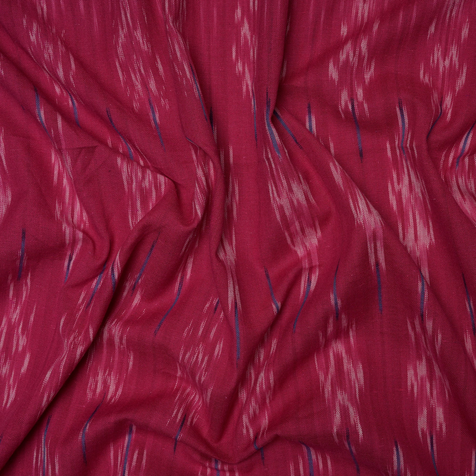 (Pre-Cut 1.00 Mtr) Pink Woven Ikat Cotton Fabric