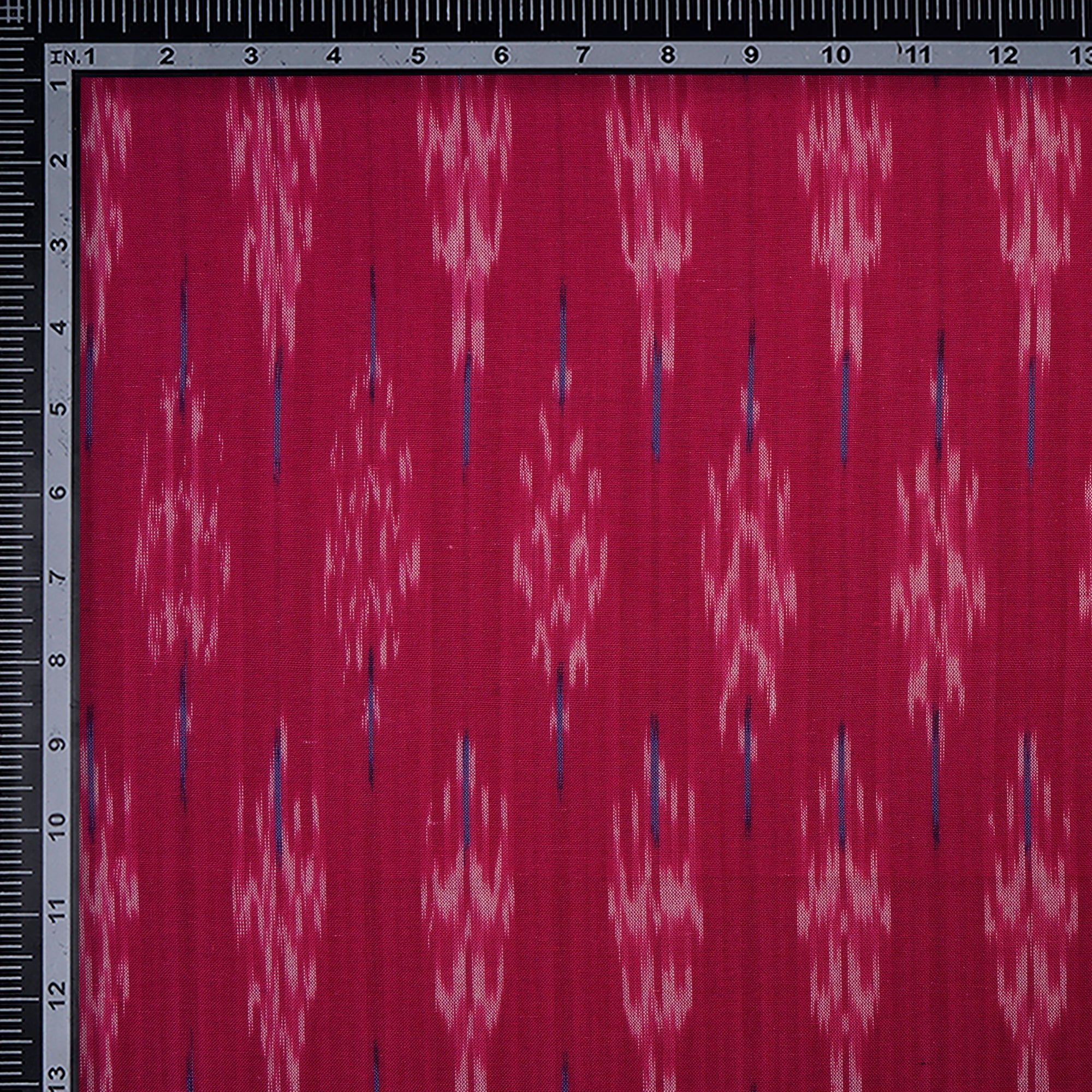 (Pre-Cut 1.00 Mtr) Pink Woven Ikat Cotton Fabric