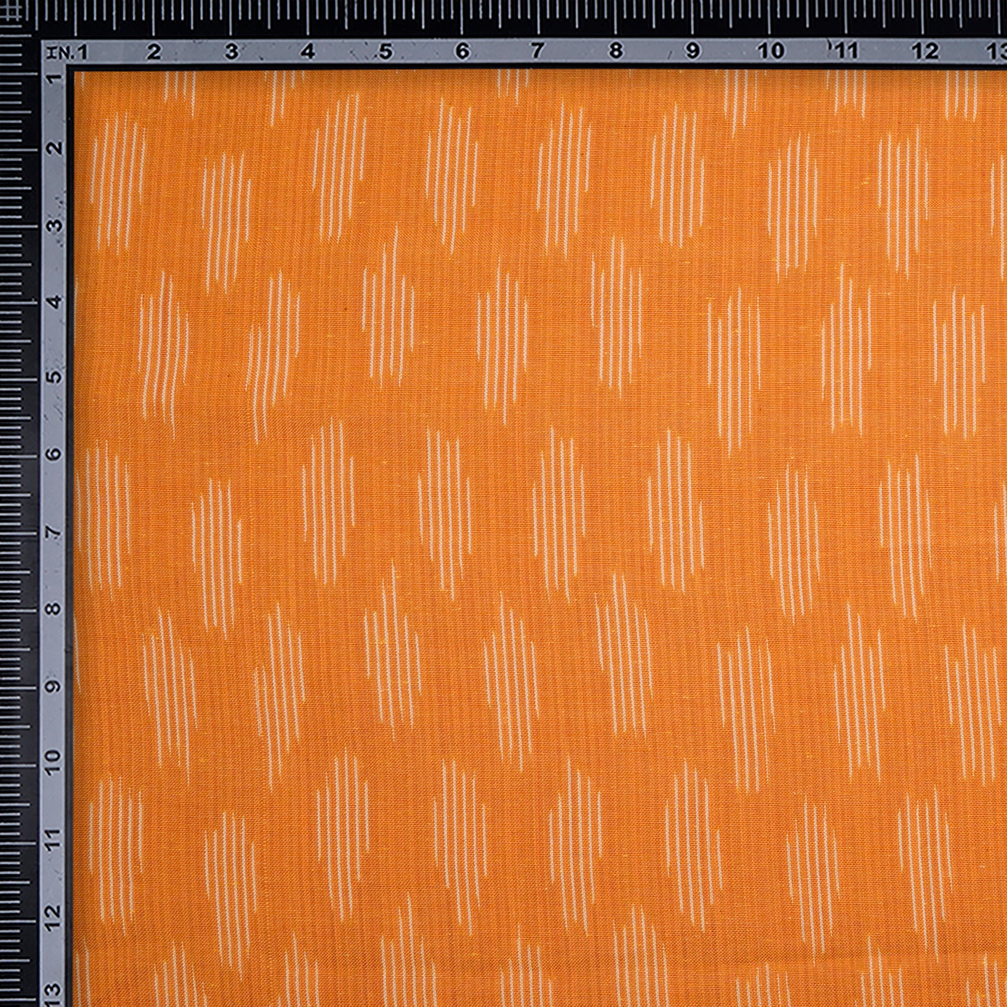 (Pre-Cut 2.50 Mtr)Dark Yellow Washed Woven Ikat Cotton Fabric