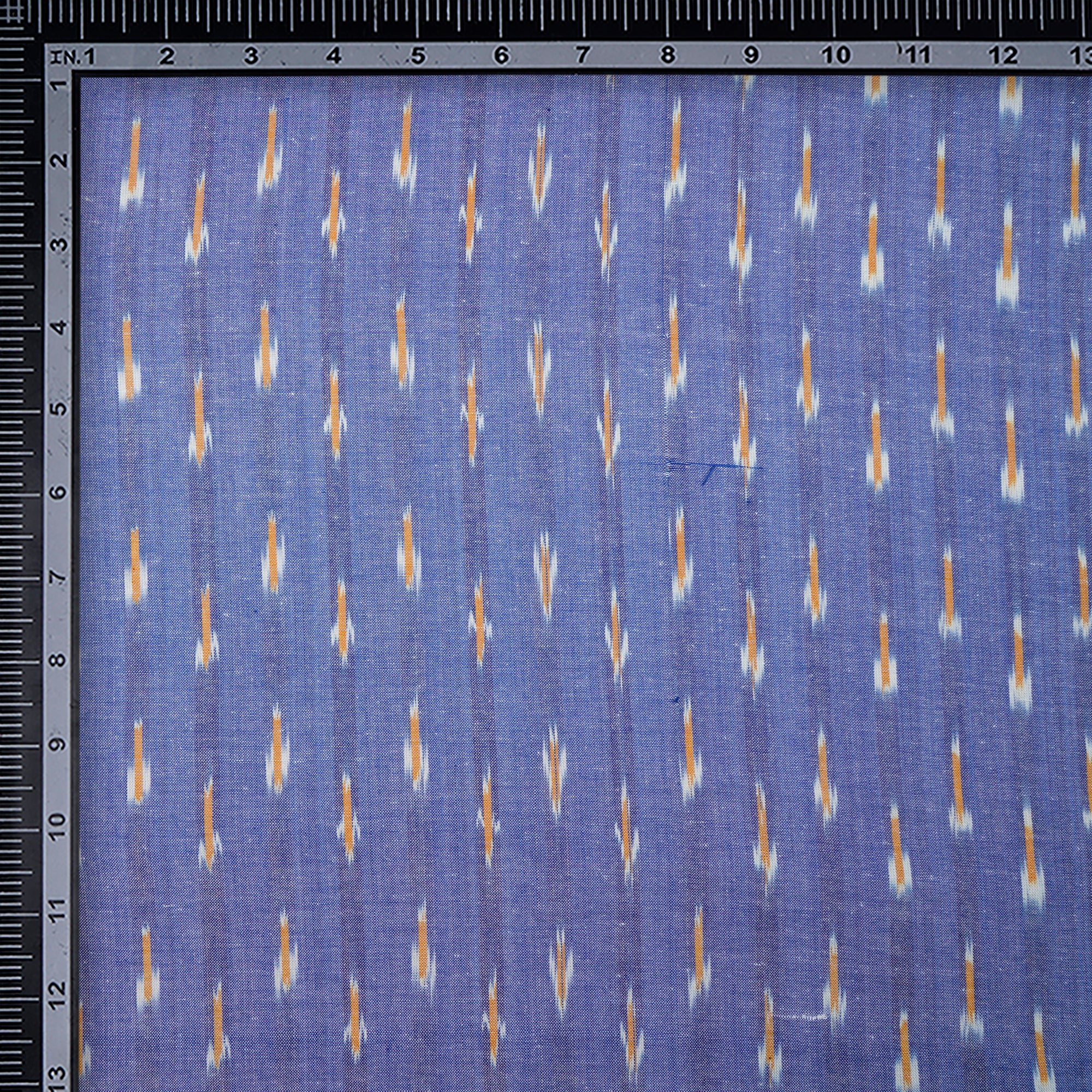 (Pre Cut 2.50 Mtr )Light Blue Washed Woven Ikat Cotton Fabric