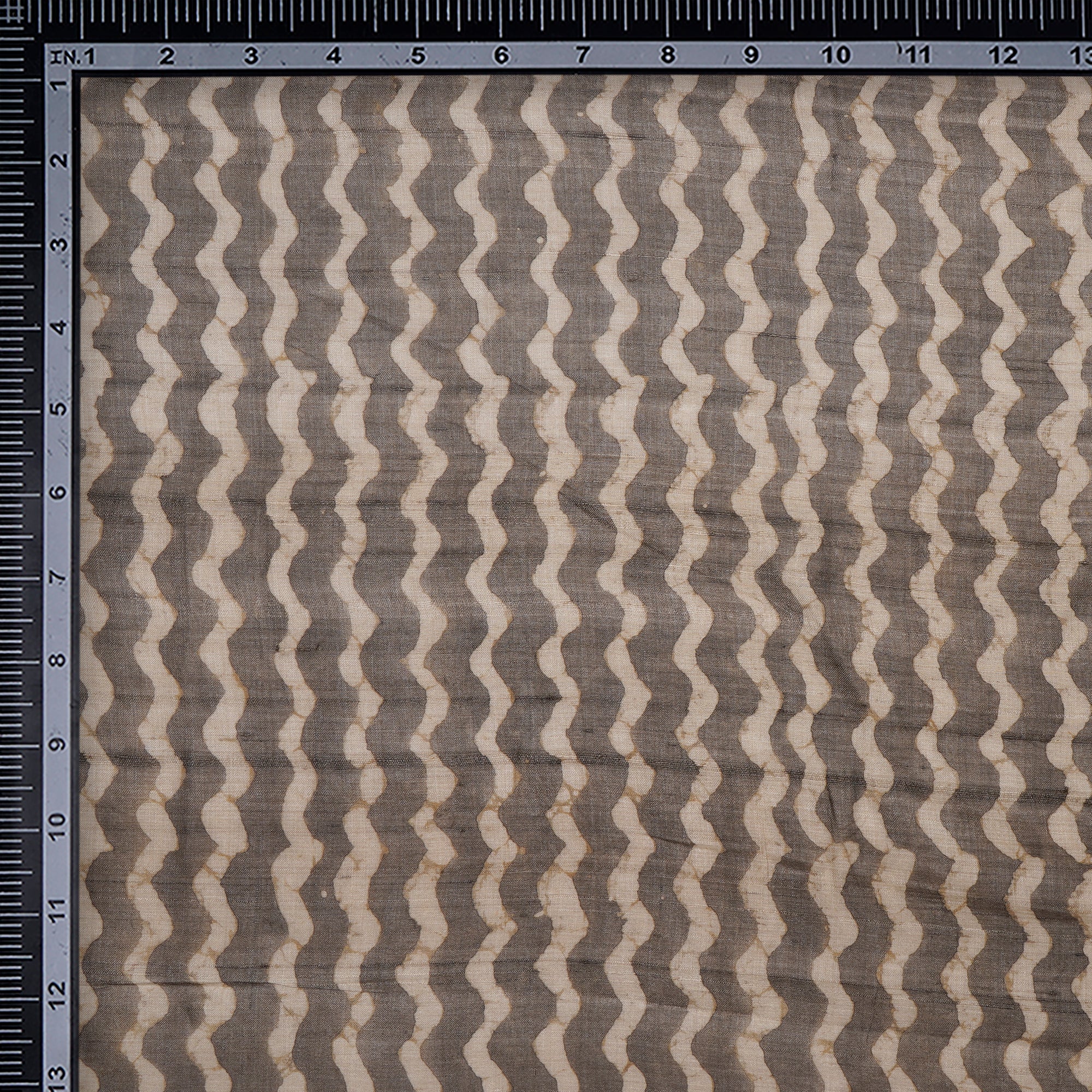 (Pre-Cut 1.00 Mtr) Brown Printed Tussar Silk Fabric