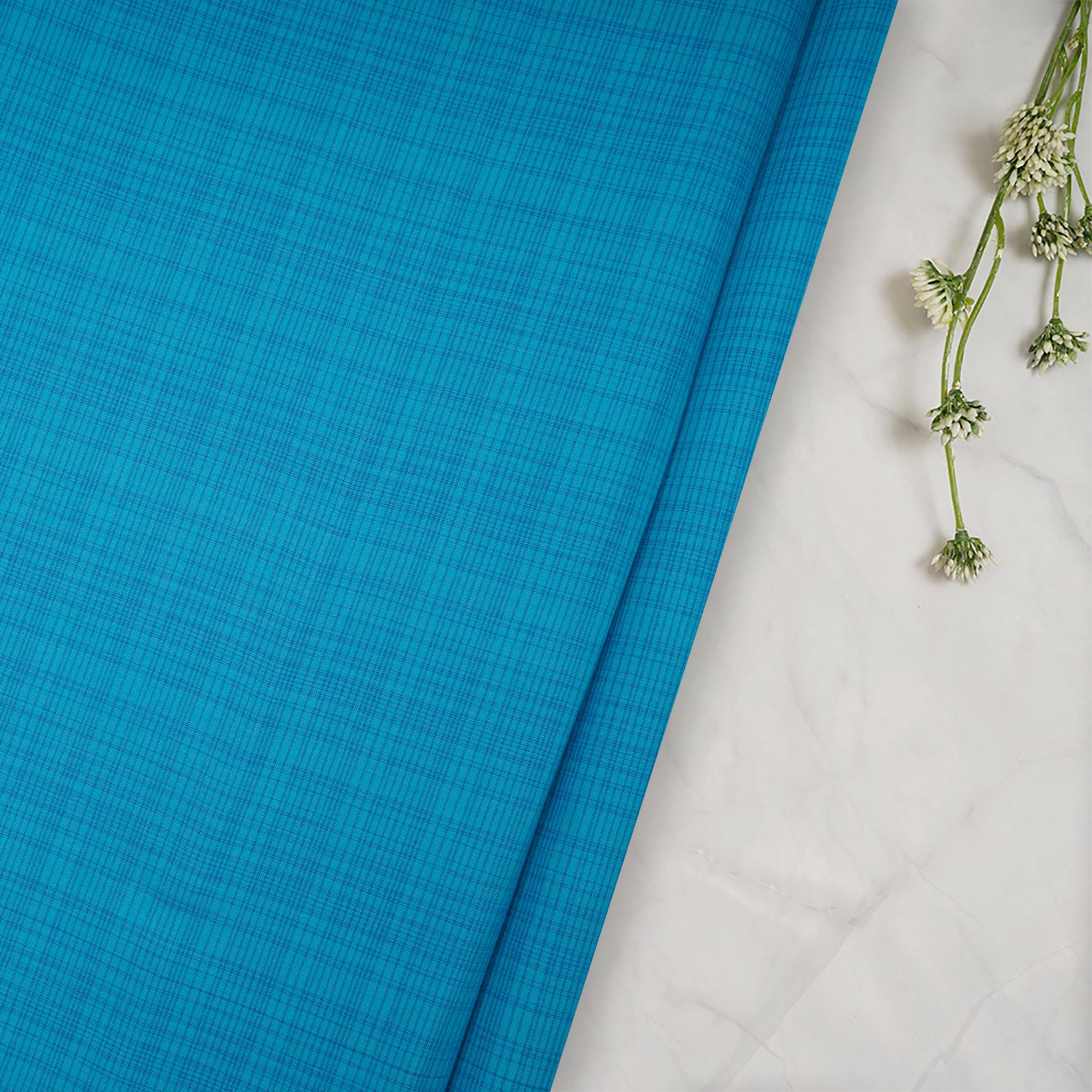 (Pre-Cut 4.75 Mtr) Blue Cotton Fabric