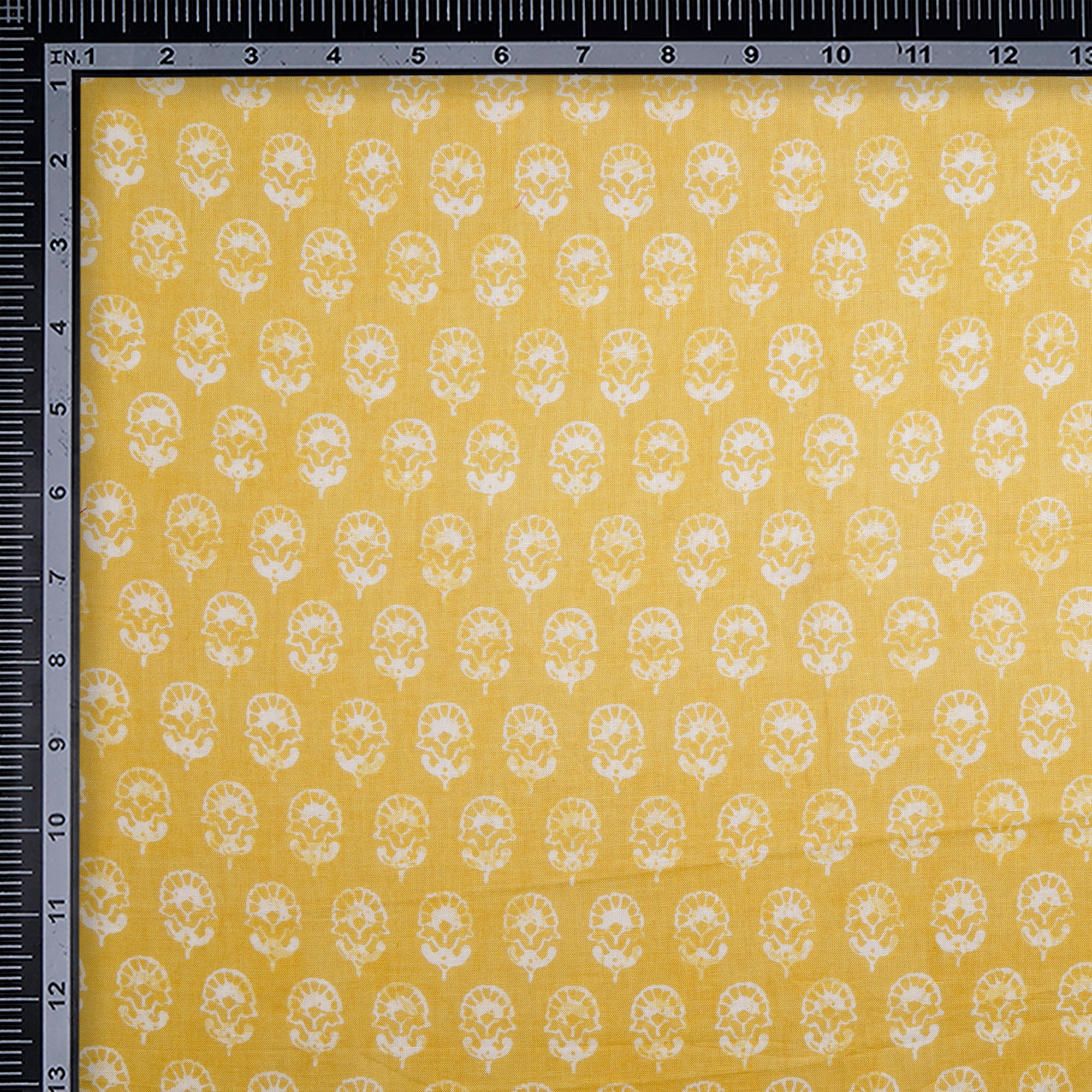 (Pre-Cut 0.90 Mtr) Yellow Color Printed Cotton Fabric