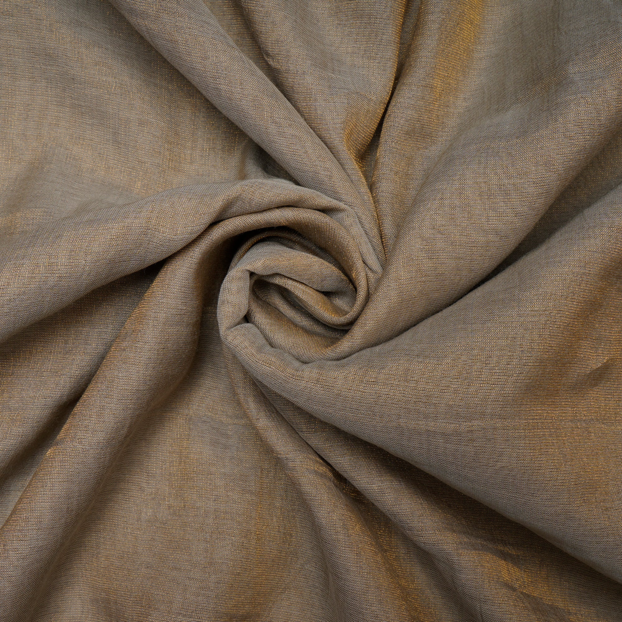 (Pre Cut 2.90Mtr ) Grey Gold Piece Dyed Fine Tissue Chanderi Fabric