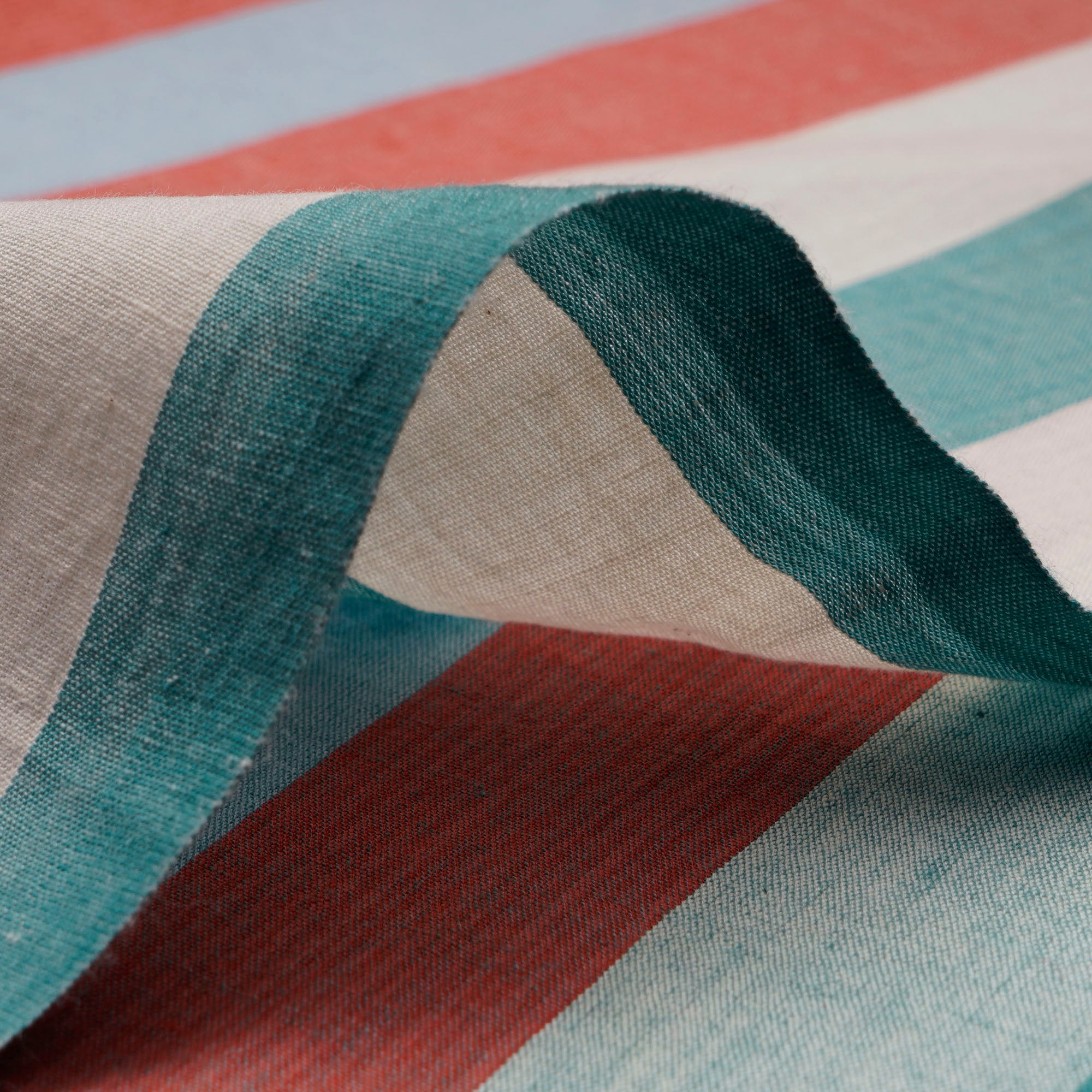 (Pre-Cut 0.85 Mtr) Multi Striped Pattern Premium Cotton Fabric