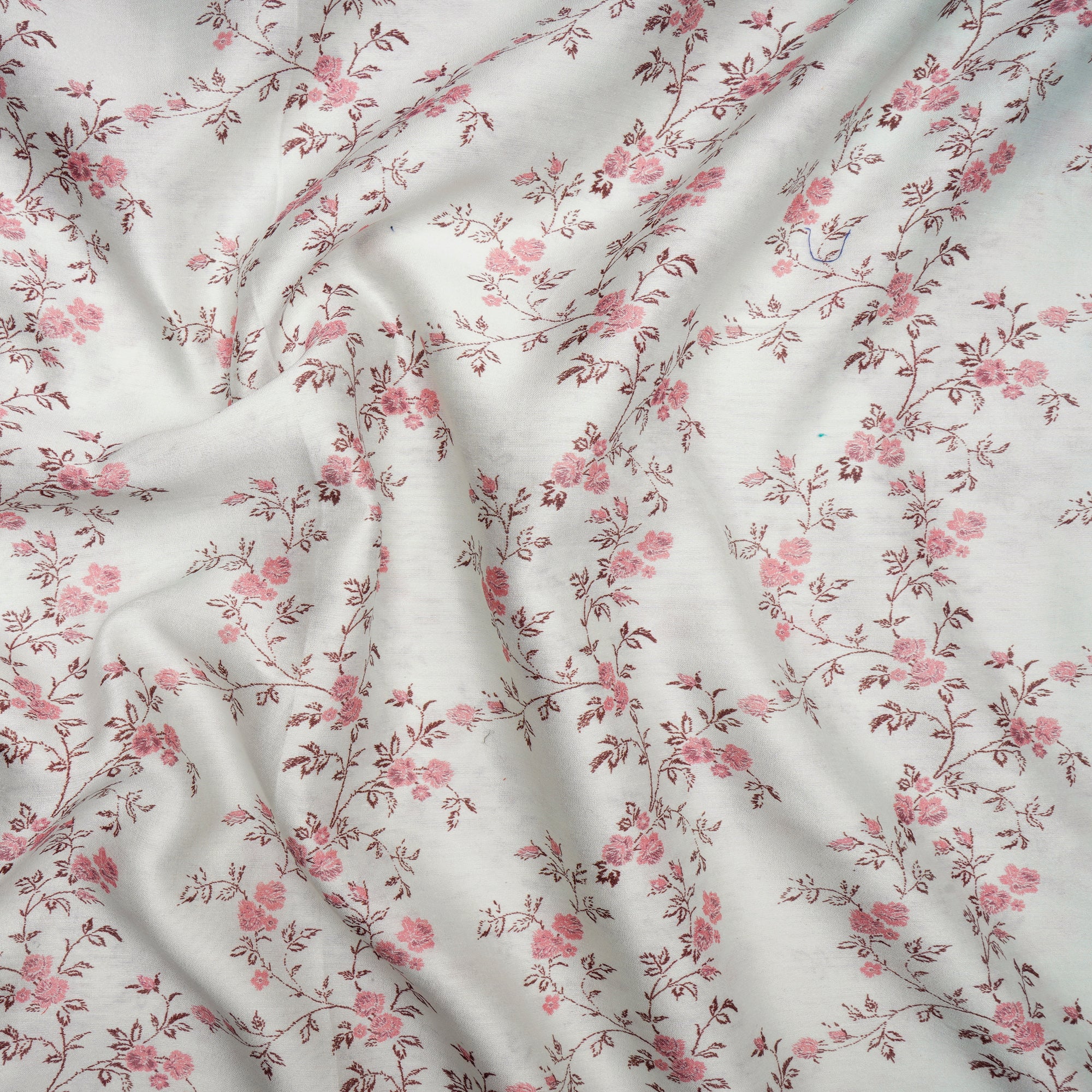 (Pre Cut 3.5Mtr ) Ice Wash Floral Pattern Digital Printed Chanderi Fabric