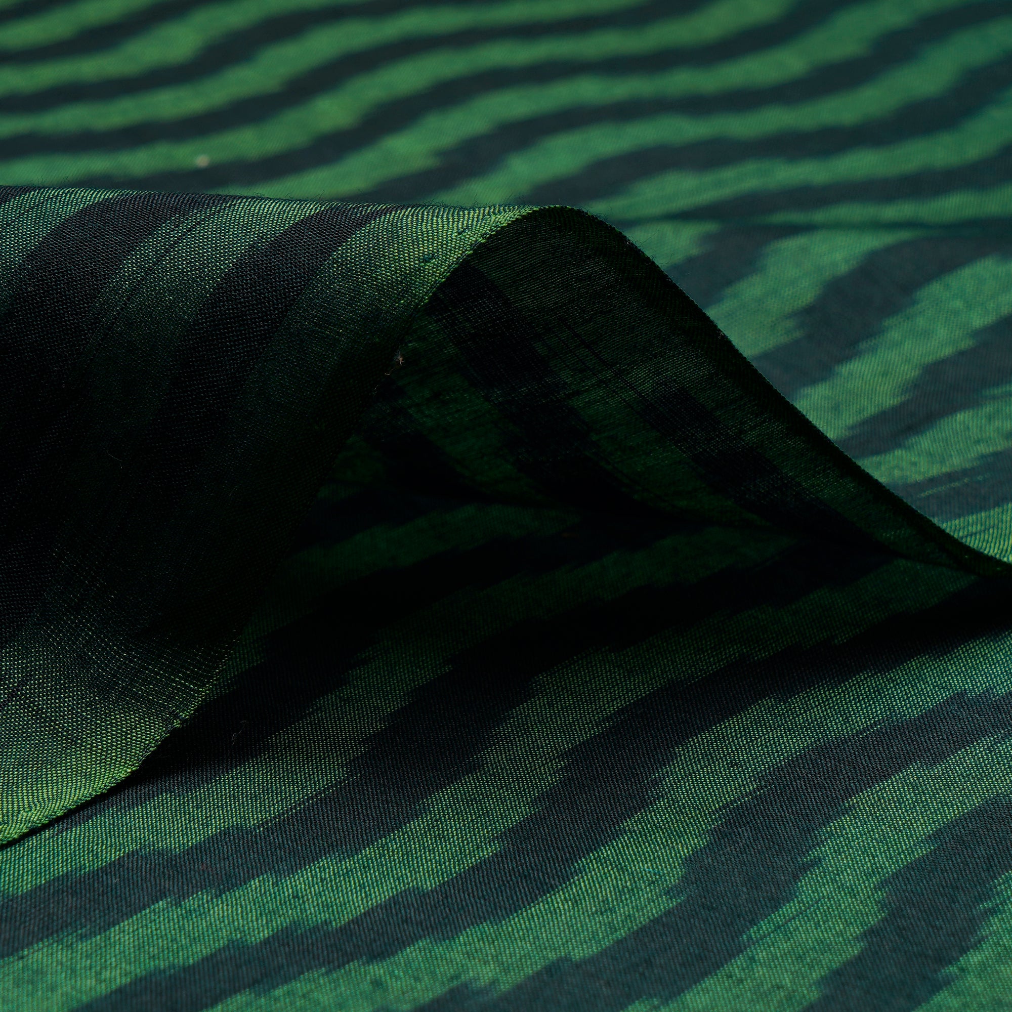 (Pre-Cut 1.50 Mtr ) Emerald Ikat Silk Fabric