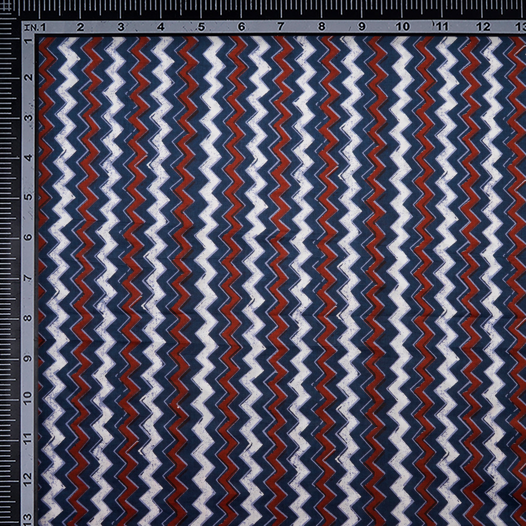 (Pre Cut 1.80 Mtr )Navy Blue-Maroon Color Screen Print Cotton Fabric