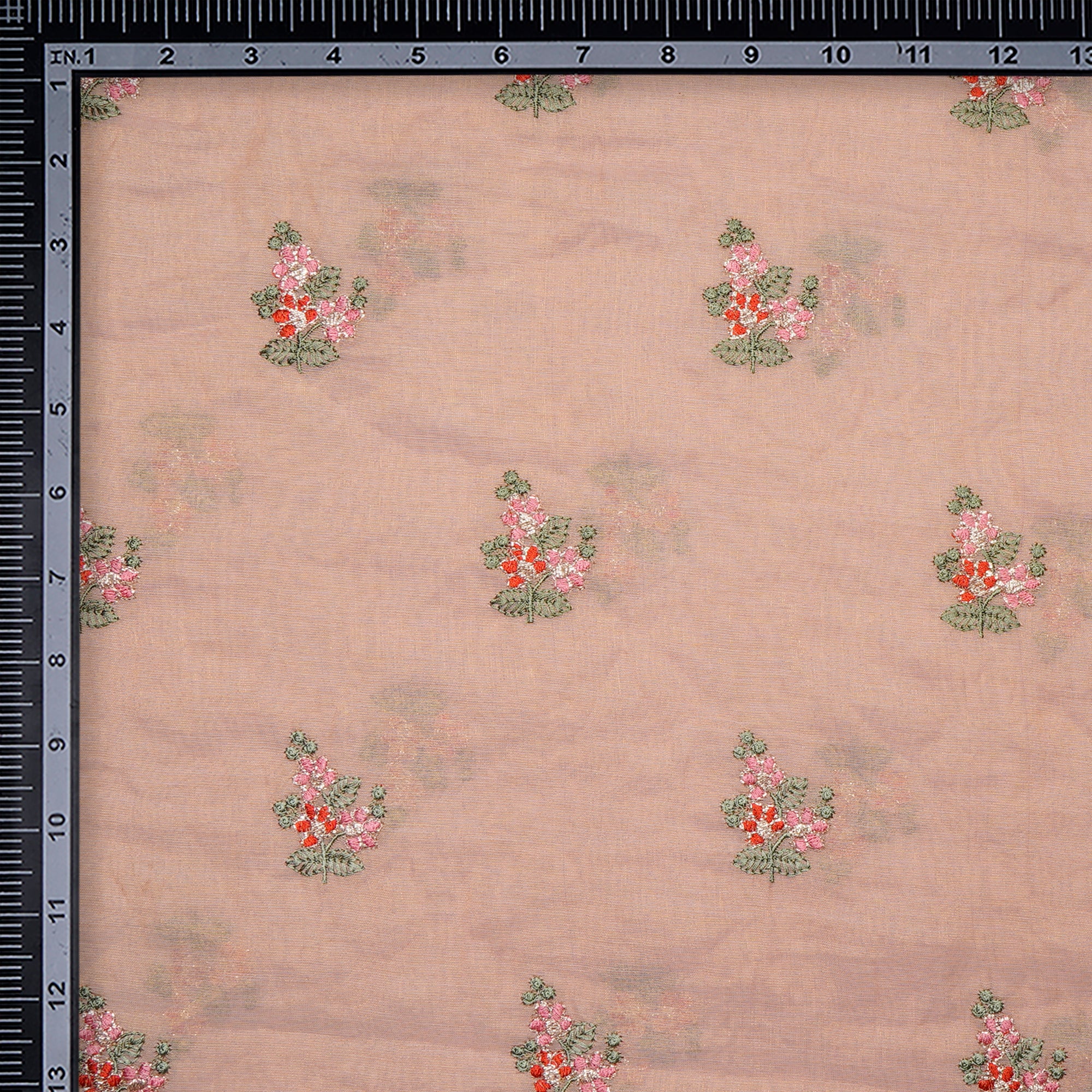 (Pre-Cut 2.10 Mtr) Baby Pink Embroidered Pure Tissue Chanderi Fabric