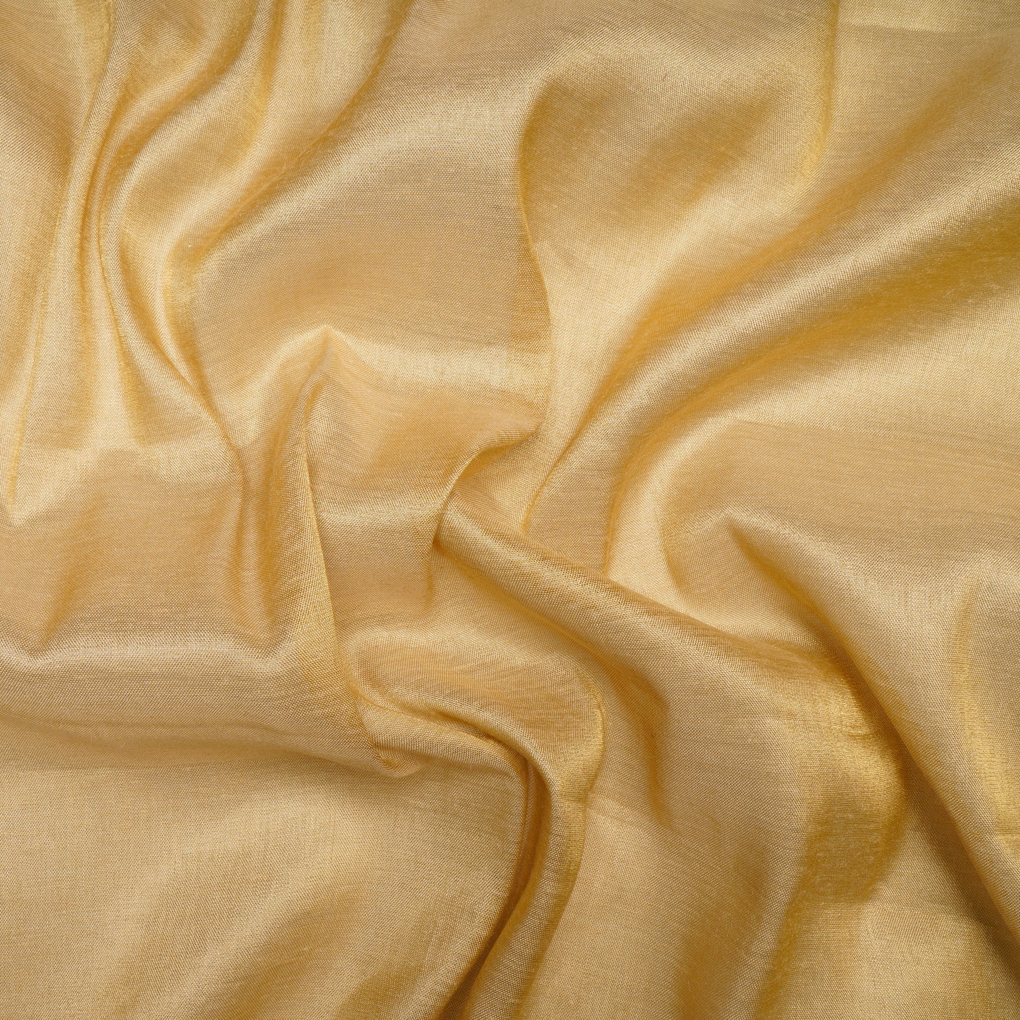 (Pre Cut 1.10Mtr )Gold Plain Muga Jari Silk Fabric