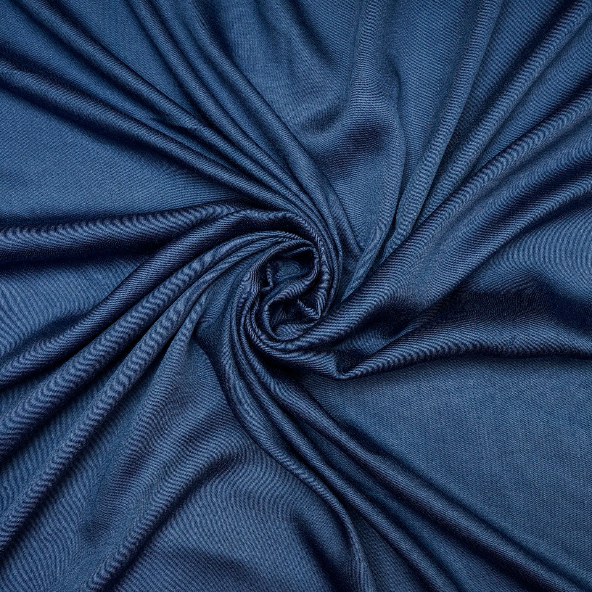 (Pre Cut 1.10 Mtr )Blue Piece Dyed Viscose Modal Satin Fabric