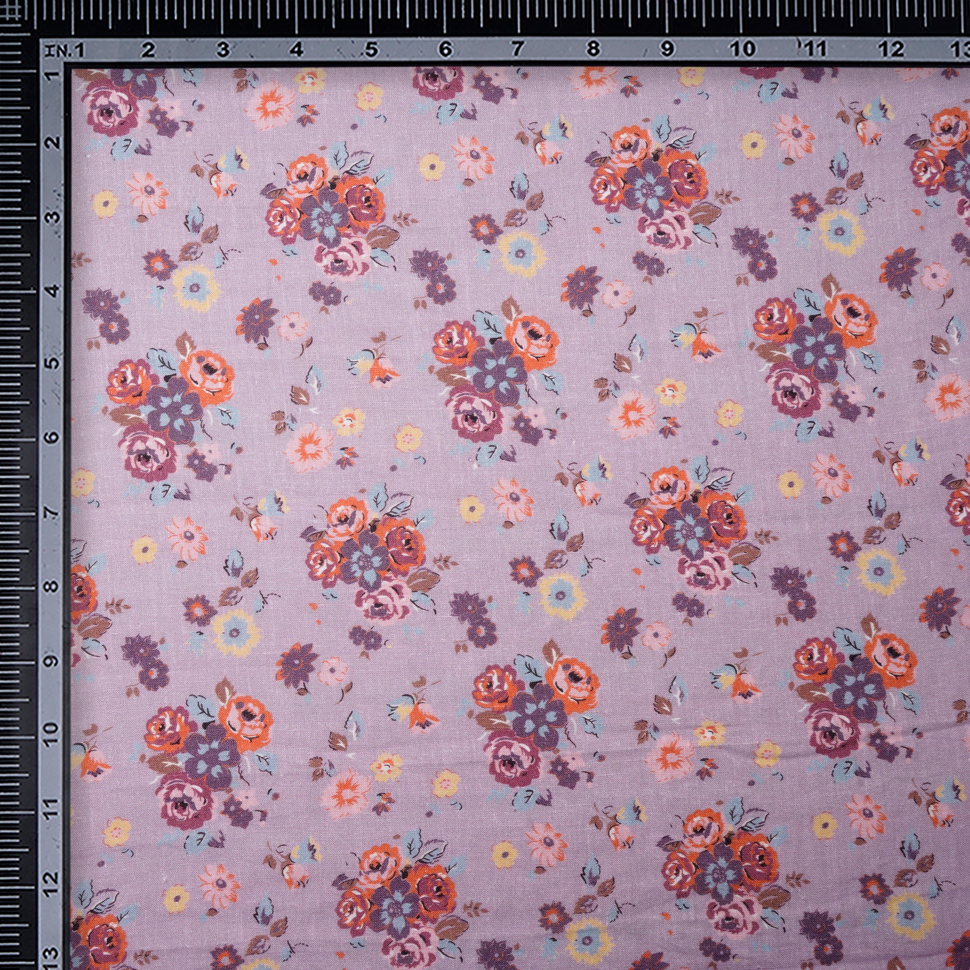 (Pre Cut 1.30 Mtr )Lilac Digital Printed Premium Linen Fabric