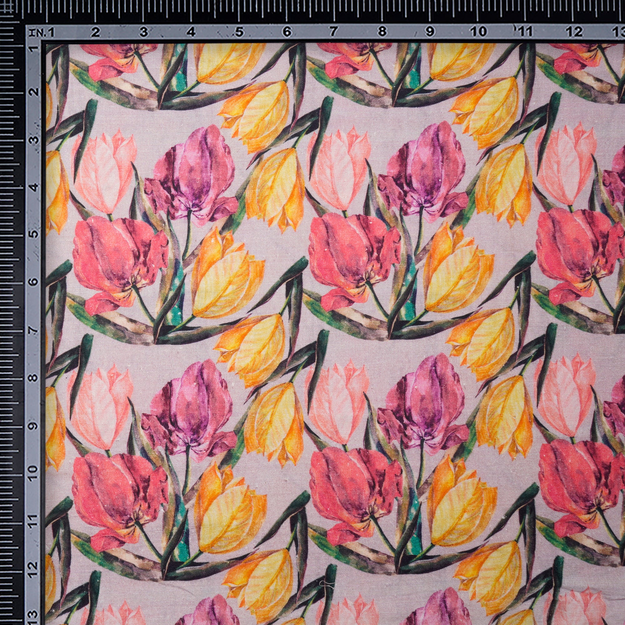 (Pre Cut 1.30Mtr )Multi Floral Pattern Digital Printed Muslin Cotton Fabric