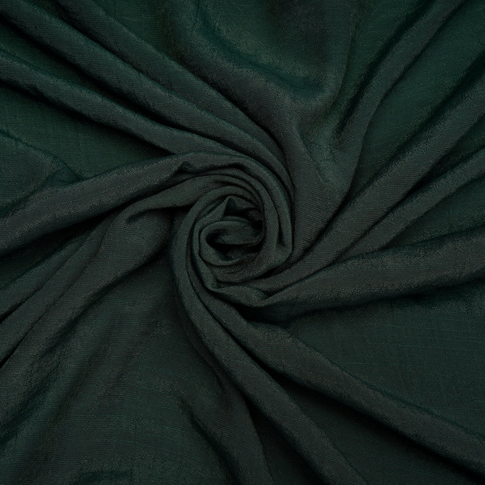 (Pre Cut 1.50 Mtr )Dark Green Yarn Dyed Linen Crepe Fabric