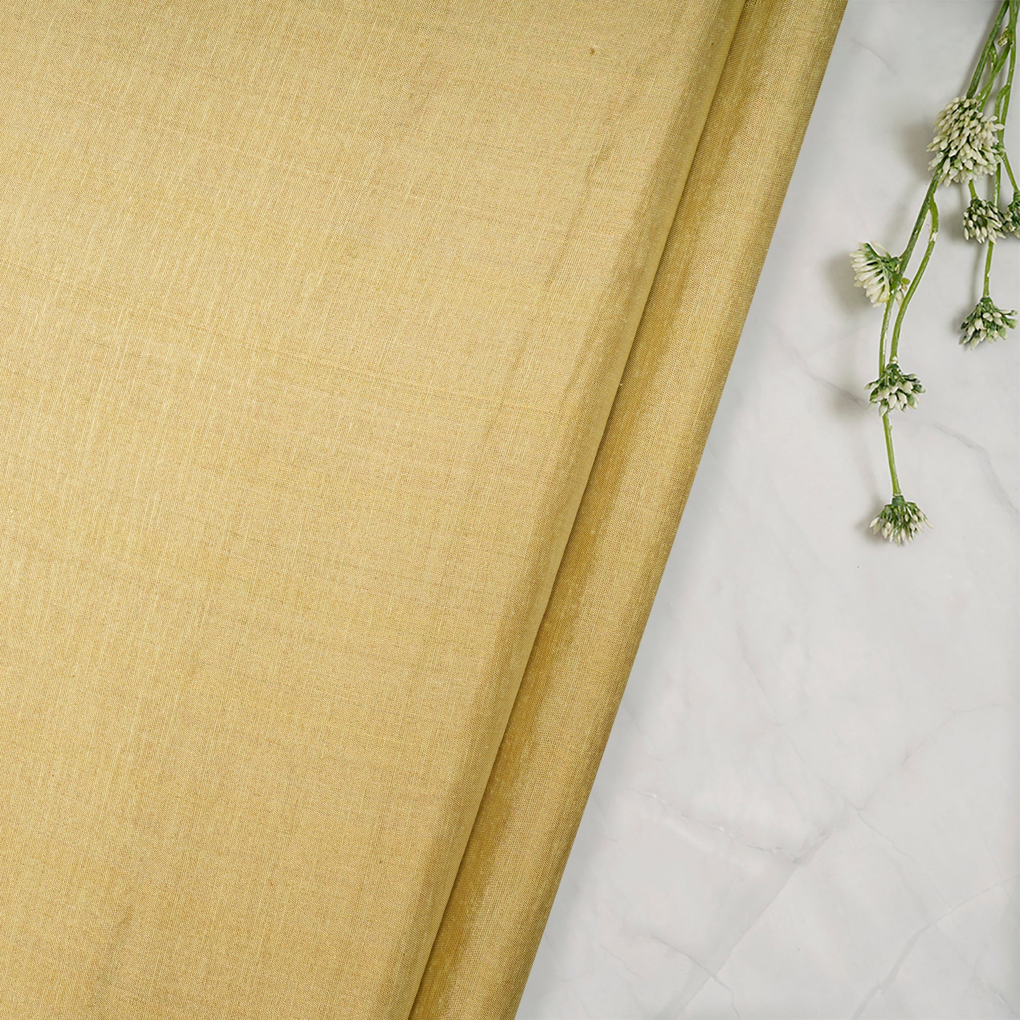 (Pre-Cut 0.1 Mtr)Gold Plain Jari Double Tissue Fabrics