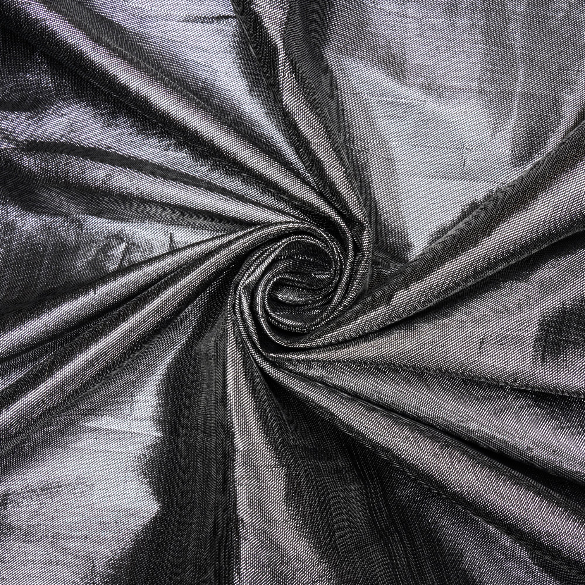 Silver-Black Color Metallic Linen Fabric