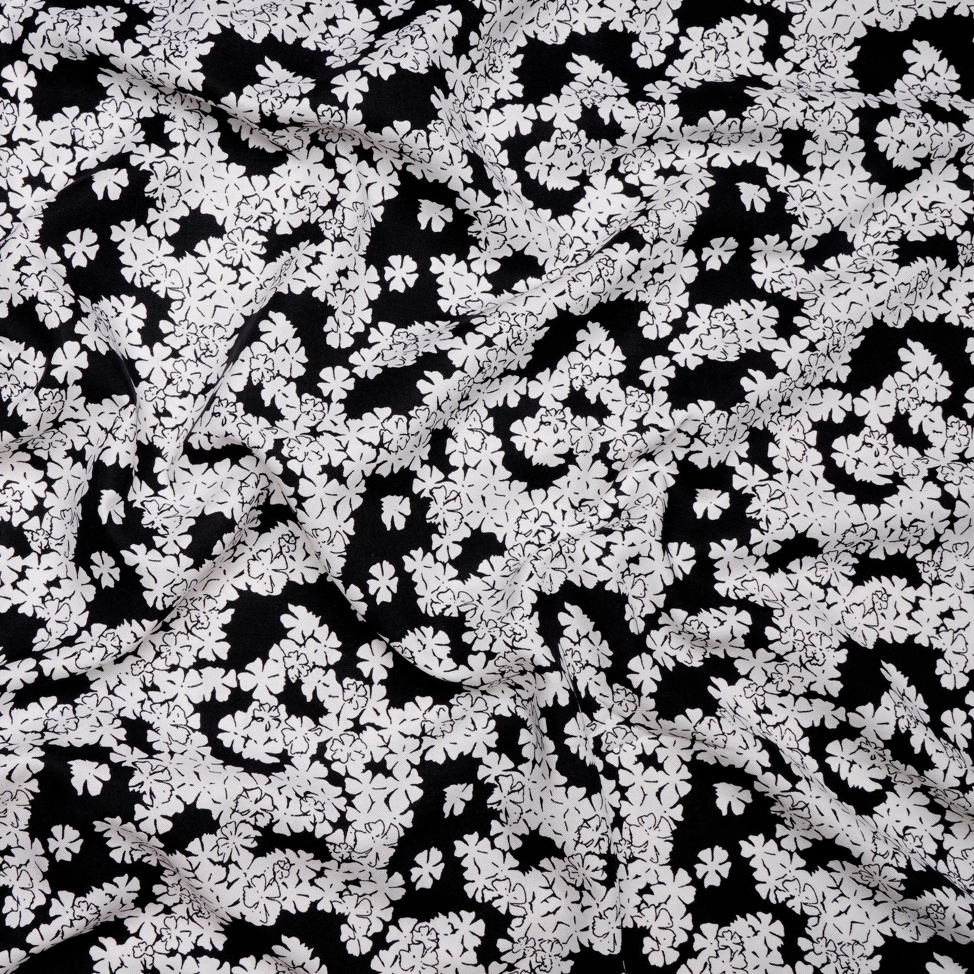 Black-White Floral Pattern Premium Cotton Printed Unstitched Men's Shirt Piece (58 Inches | 1.60 Meters)