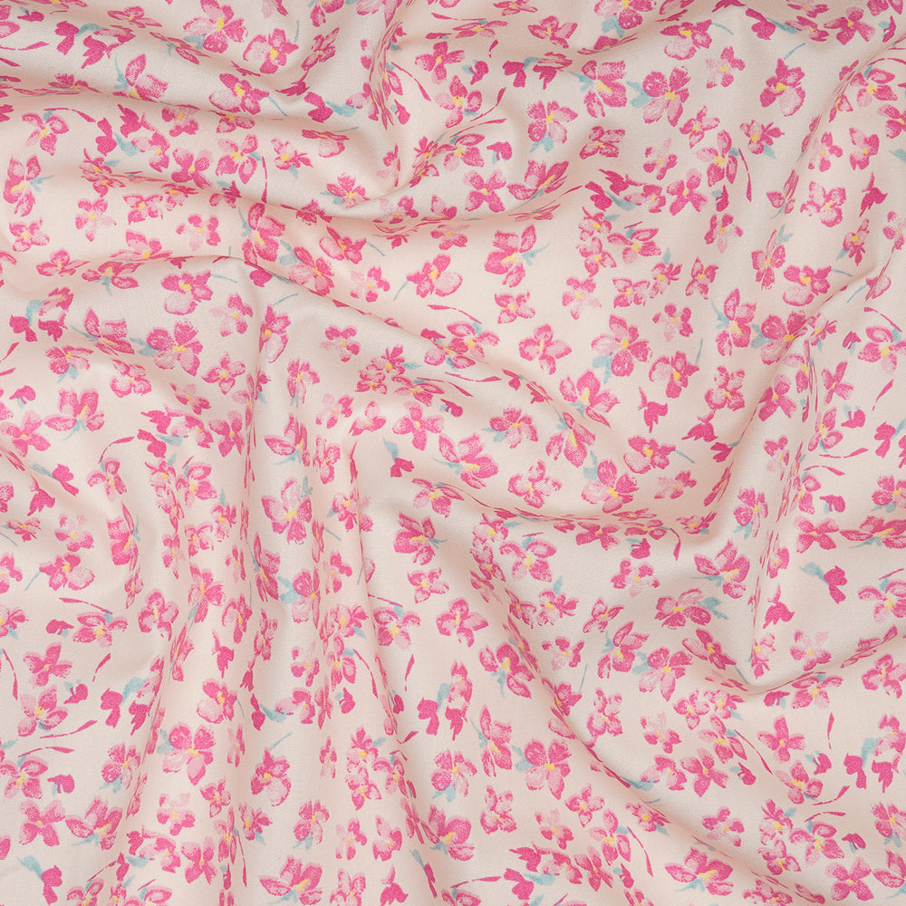 Cream Floral Pattern Pure Cotton Unstitched Men's Shirt Piece (58 Inches | 1.60 Meters)