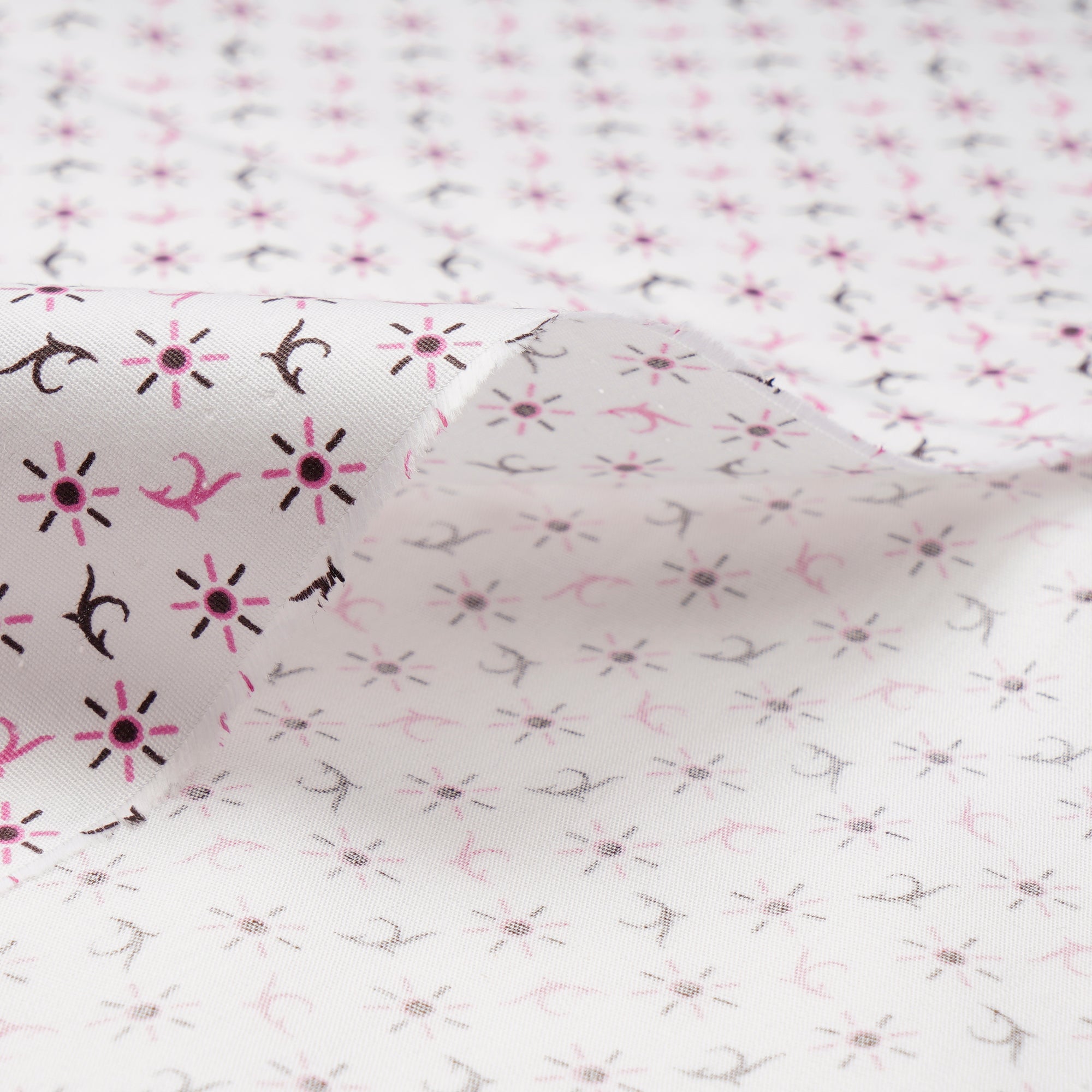 White-Pink All Over Pattern Premium Cotton Printed Unstitched Men's Shirt Piece (58 Inches | 1.60 Meters)