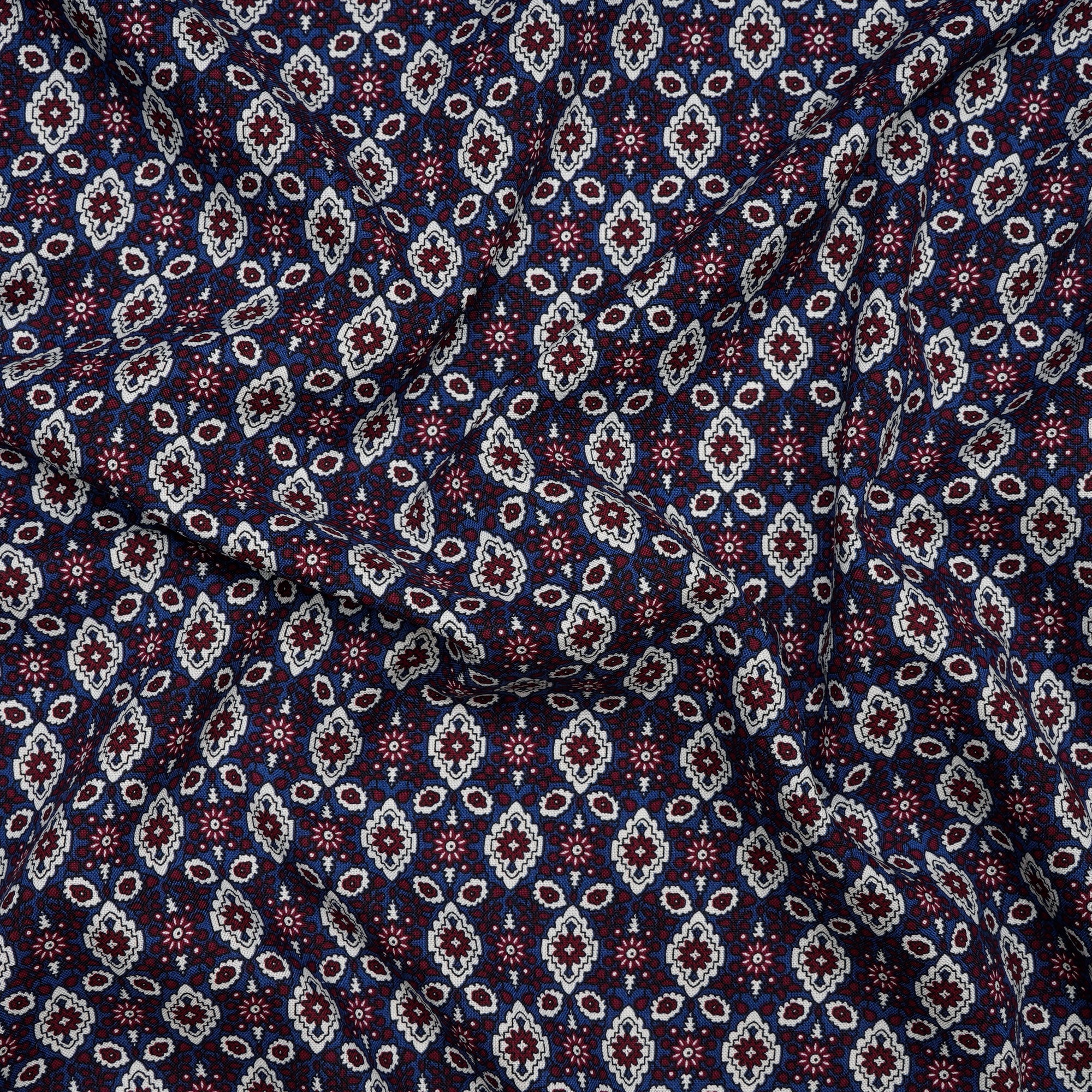 Blue-Red All Over Pattern Premium Cotton Printed Unstitched Men's Shirt Piece (58 Inches | 1.60 Meters)