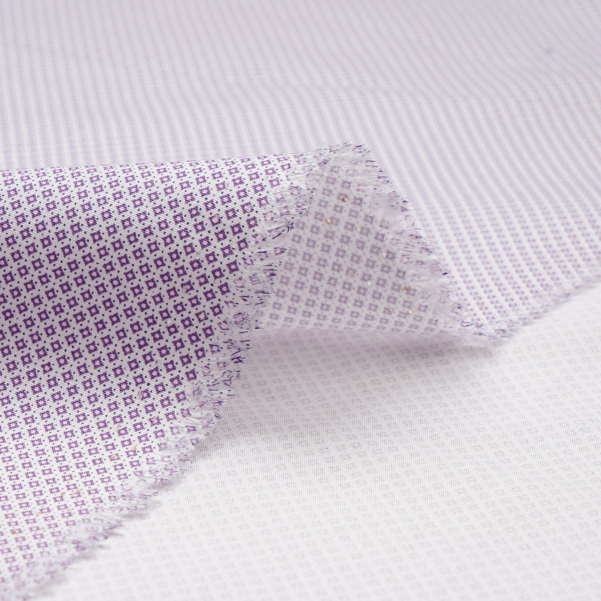 White-Purple Geometric Pattern Premium Cotton Printed Unstitched Men's Shirt Piece (58 Inches | 1.60 Meters)