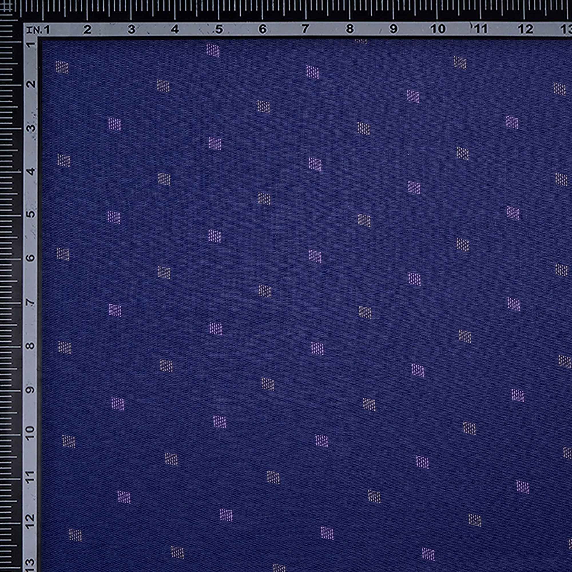 Royal Blue Geometric Pattern Cotton Linen Unstitched Men's Shirt Piece (58 Inches | 1.60 Meters)