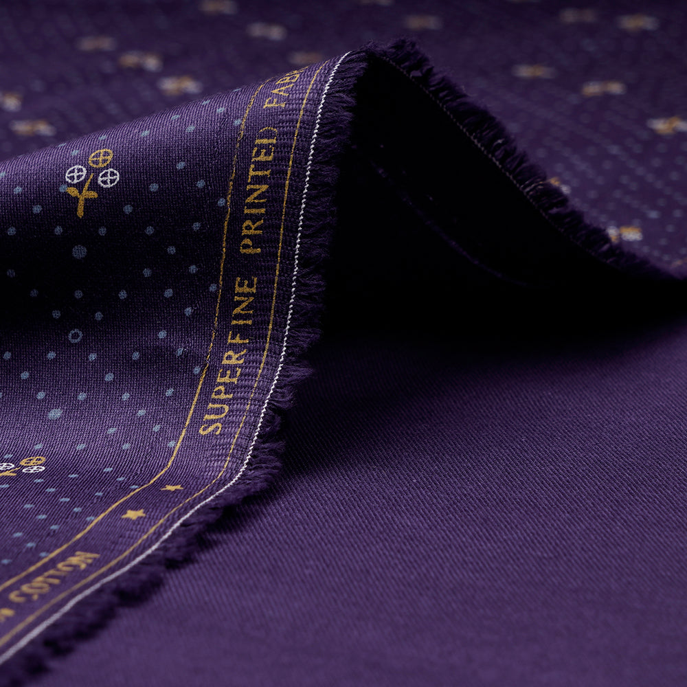 Dusk Geometric Pattern Pure Cotton Unstitched Men's Shirt Piece (58 Inches | 1.60 Meters)