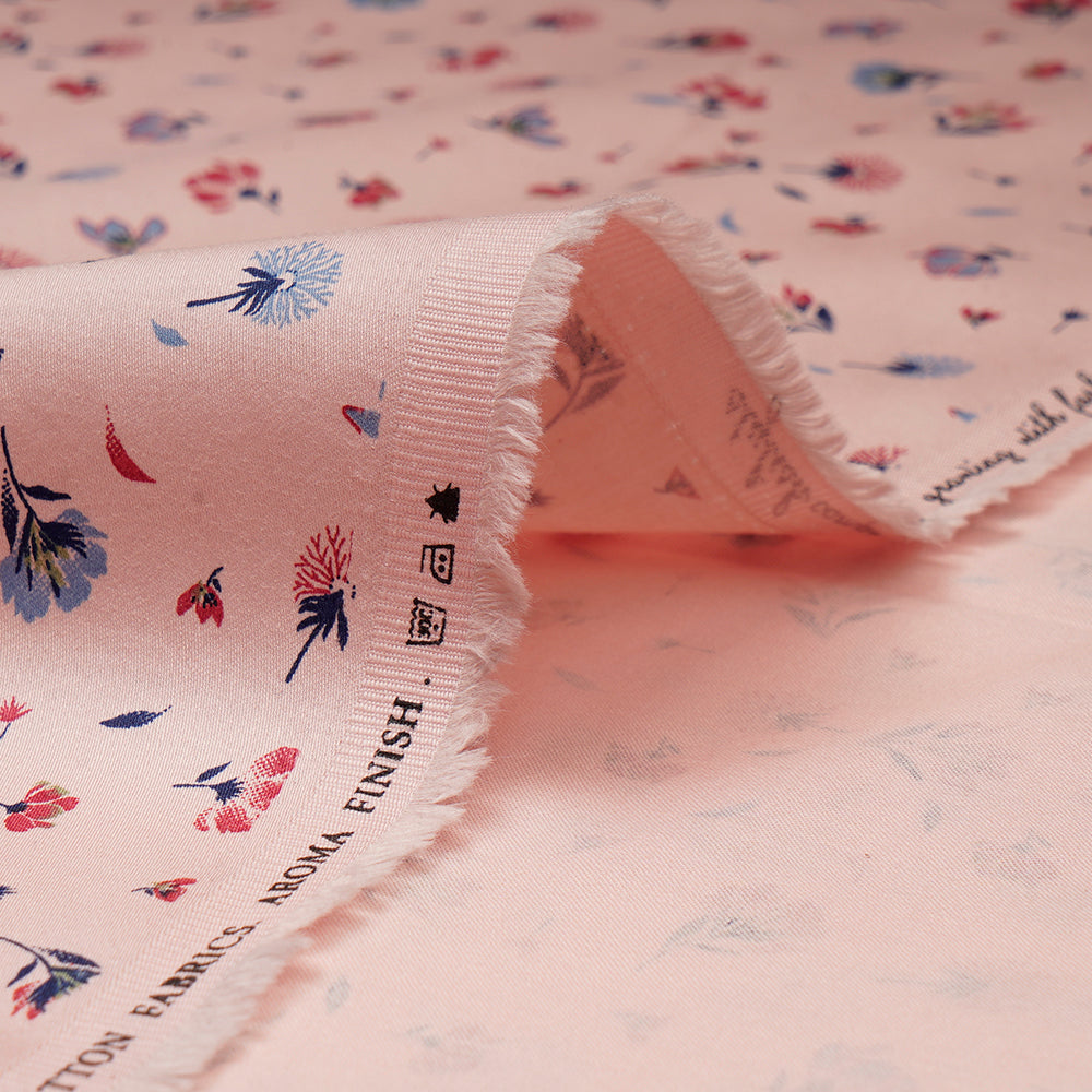 Blush Floral Motif Pattern Pure Cotton Unstitched Men's Shirt Piece (58 Inches | 1.60 Meters)