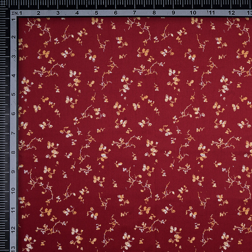 Red Floral Pattern Pure Cotton Unstitched Men's Shirt Piece (58 Inches | 1.60 Meters)