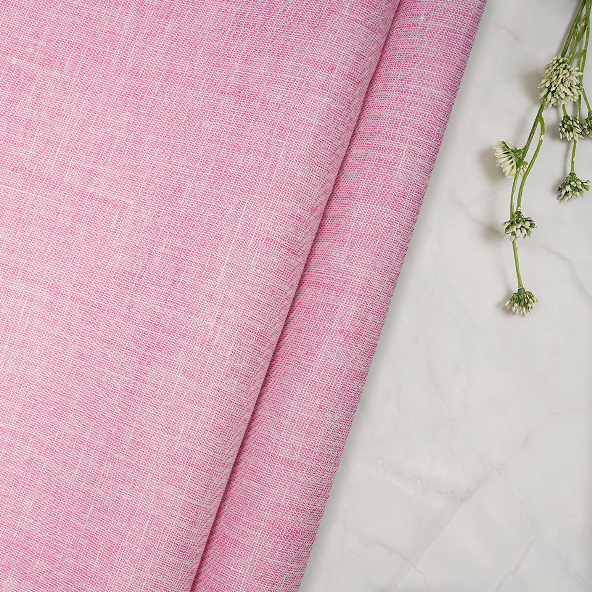 Baby Pink Premium Linen Unstitched Men's Shirt Piece (58 Inches | 1.60 Meters)