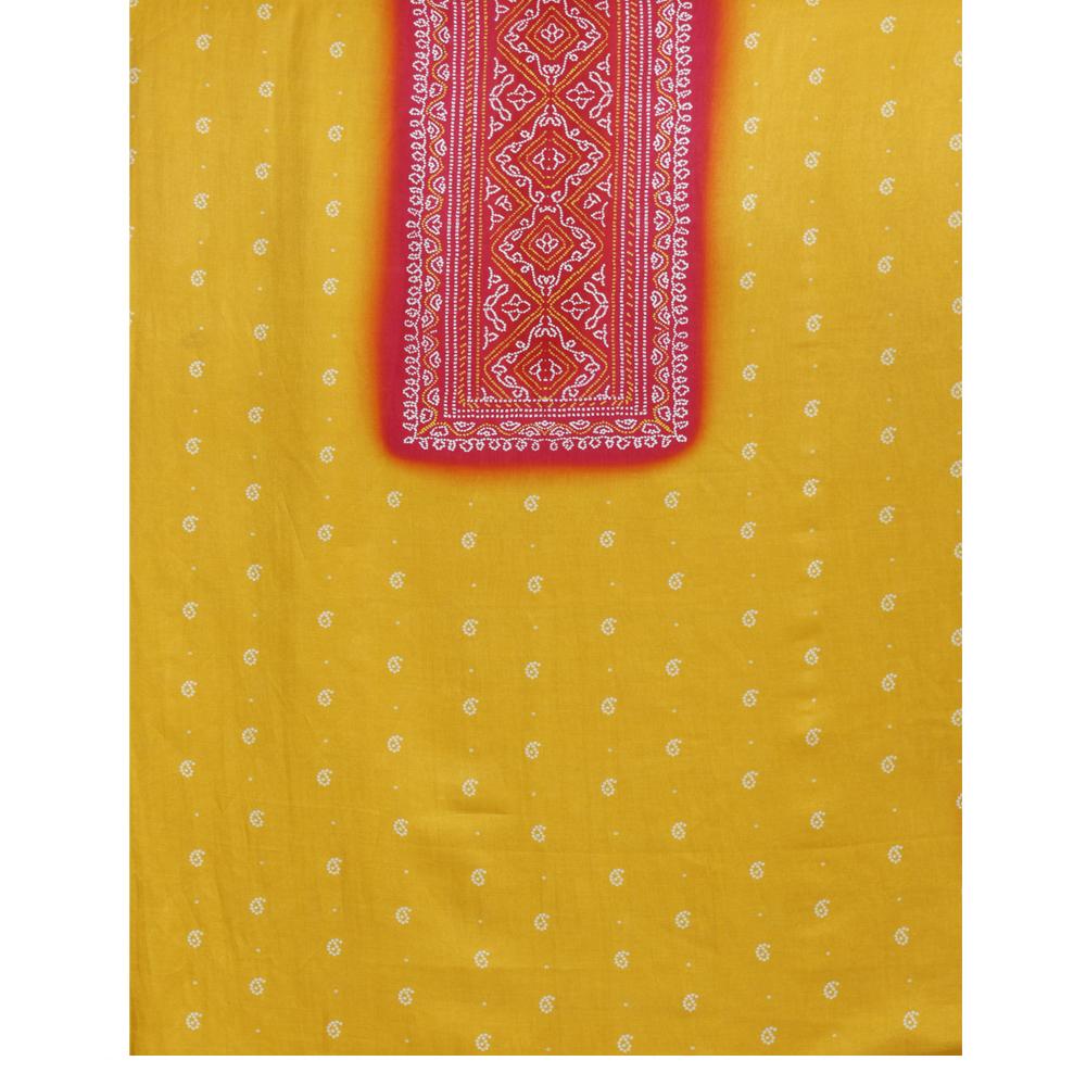 Yellow Color Digital Printed Pure Chanderi Fabric With Dupatta