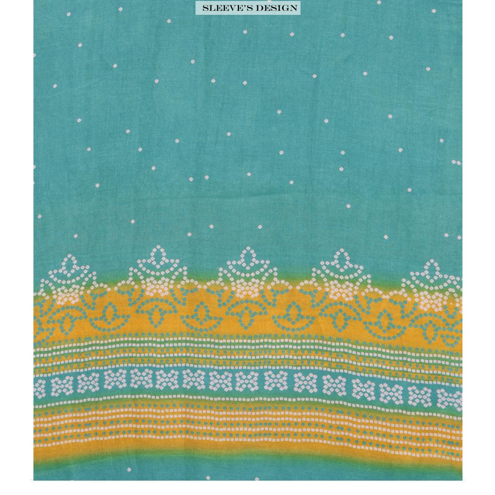 Turquoise Color Digital Printed Gajji Silk Fabric With Dupatta