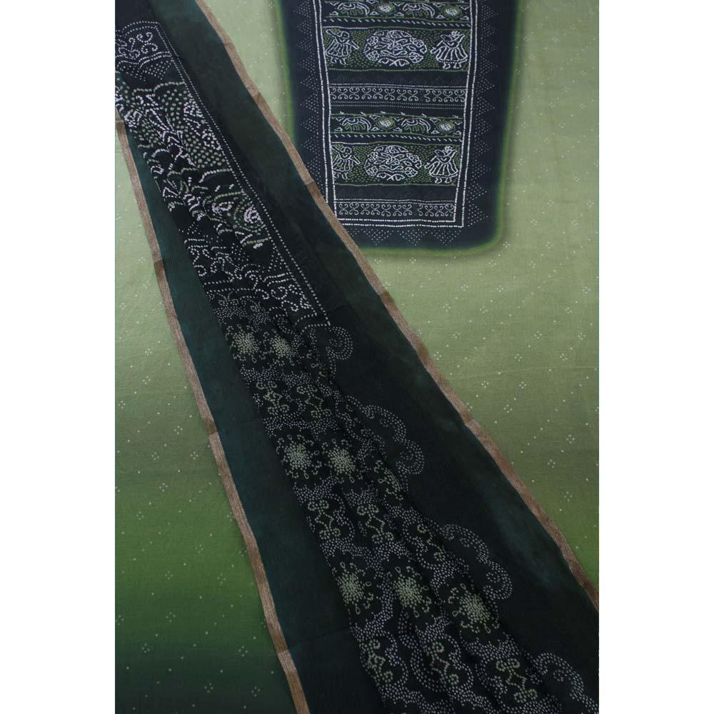 Green Color Digital Printed Gajji Silk Fabric With Dupatta