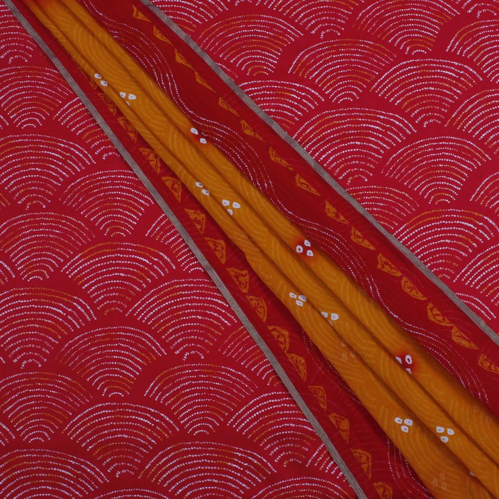 Red Color Digital Printed Gajji Silk Fabric With Dupatta