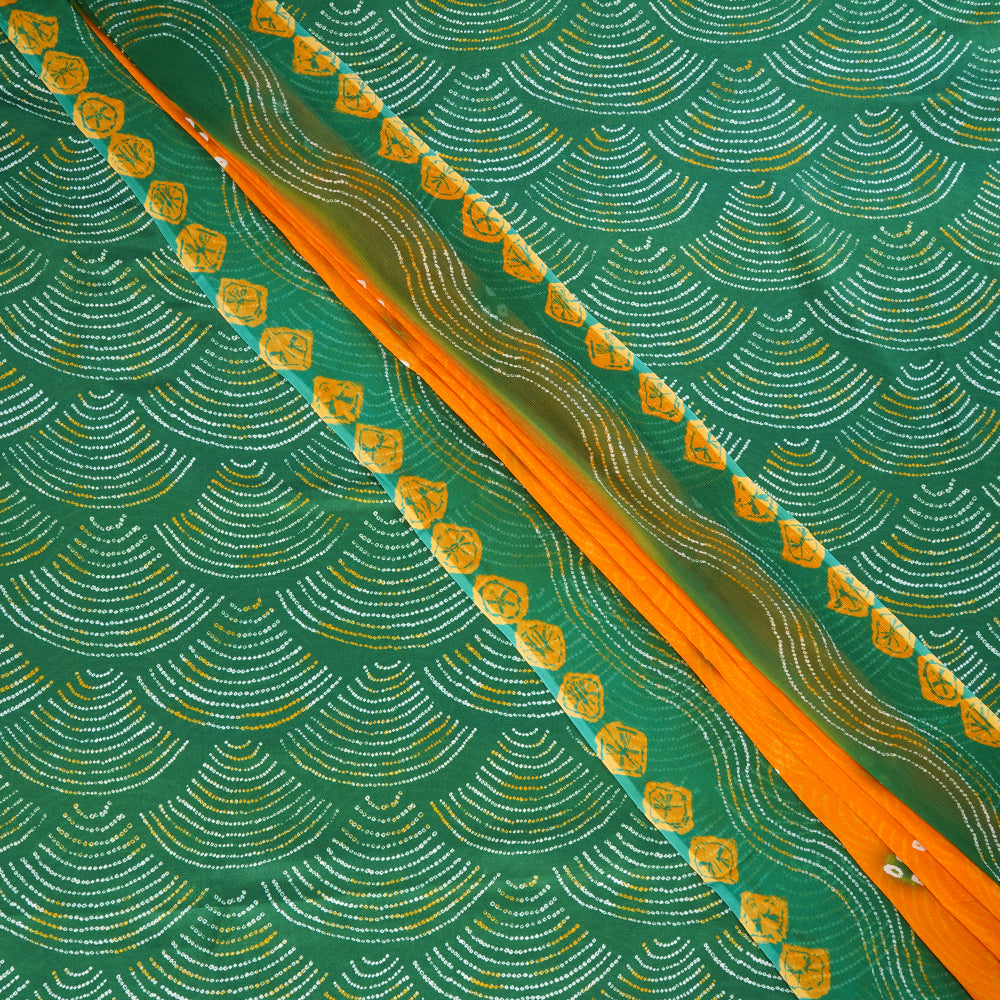 Green Color Digital Printed Gajji Silk Suit With Dupatta