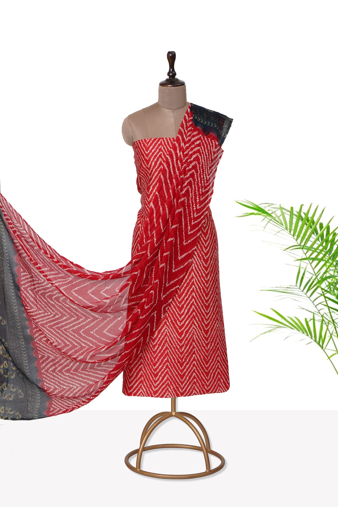 Red Color Digital Printed Pure Chanderi Suit with Dupatta