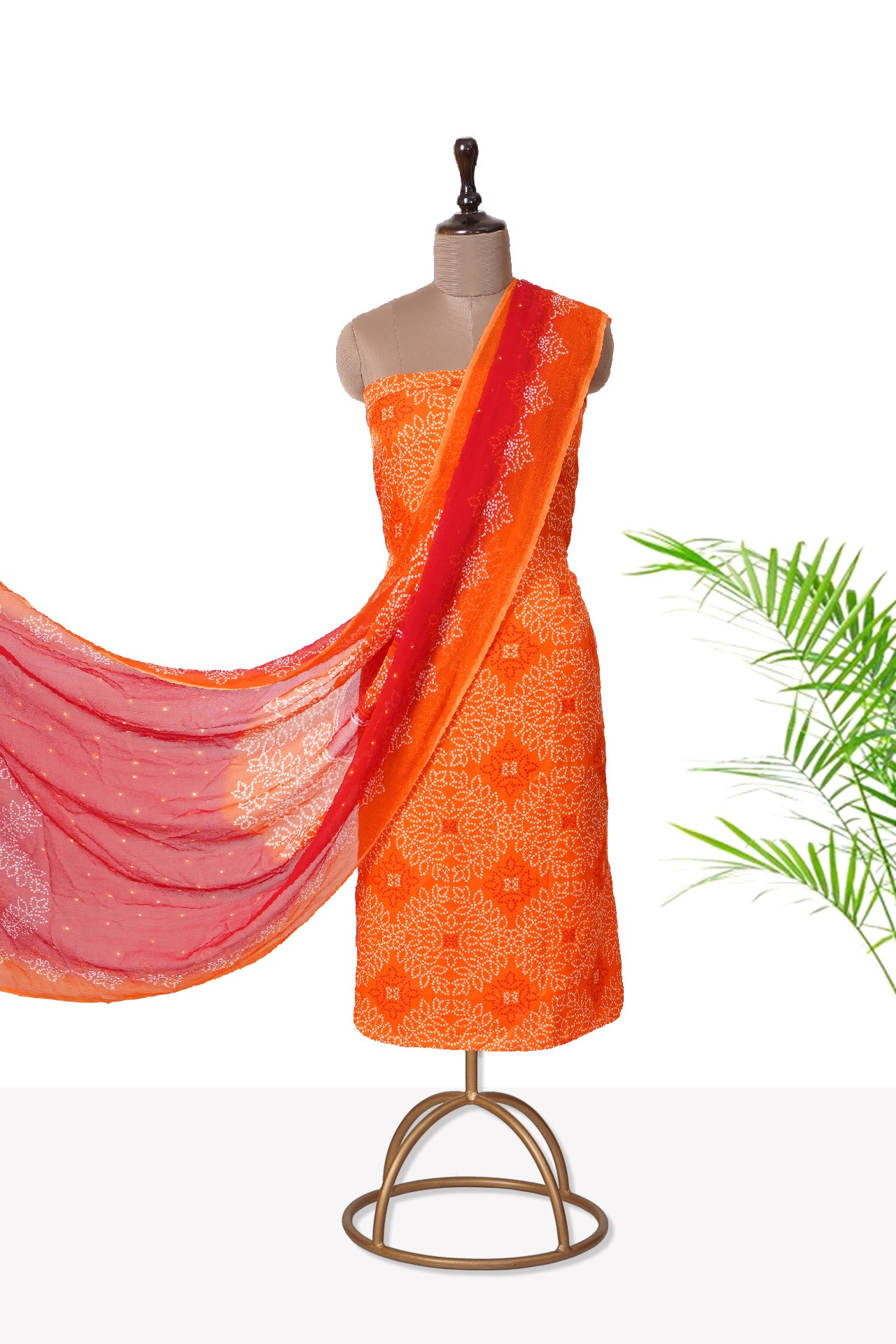 Orange Color Digital Printed Gajji Silk Suit With Dupatta