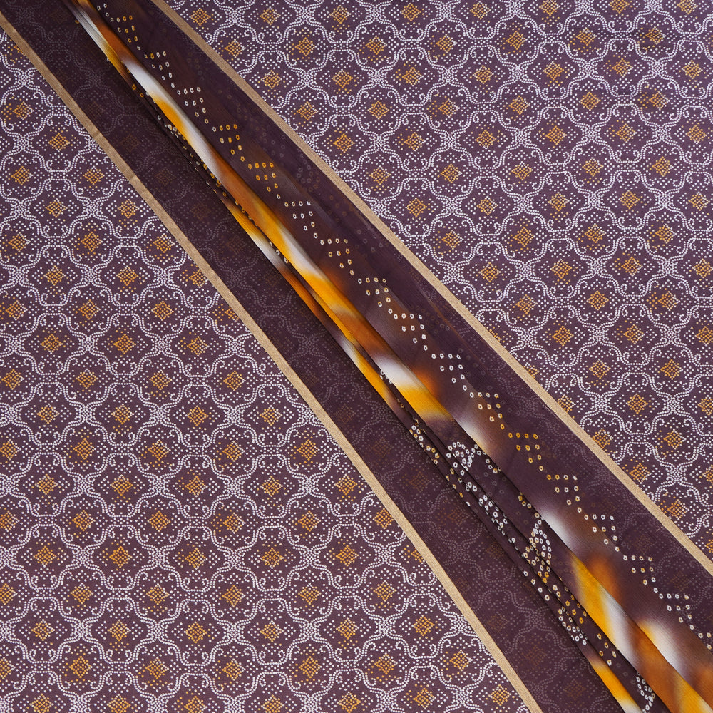 Brown Color Digital Printed Viscose Cotton Suit Set With Dupatta