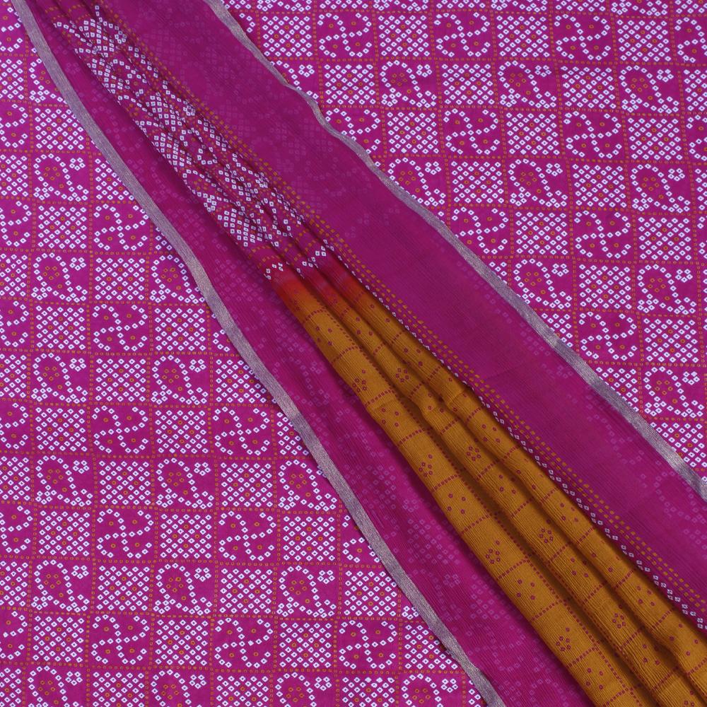 Pink Color Digital Printed Gajji Silk Fabric With Dupatta
