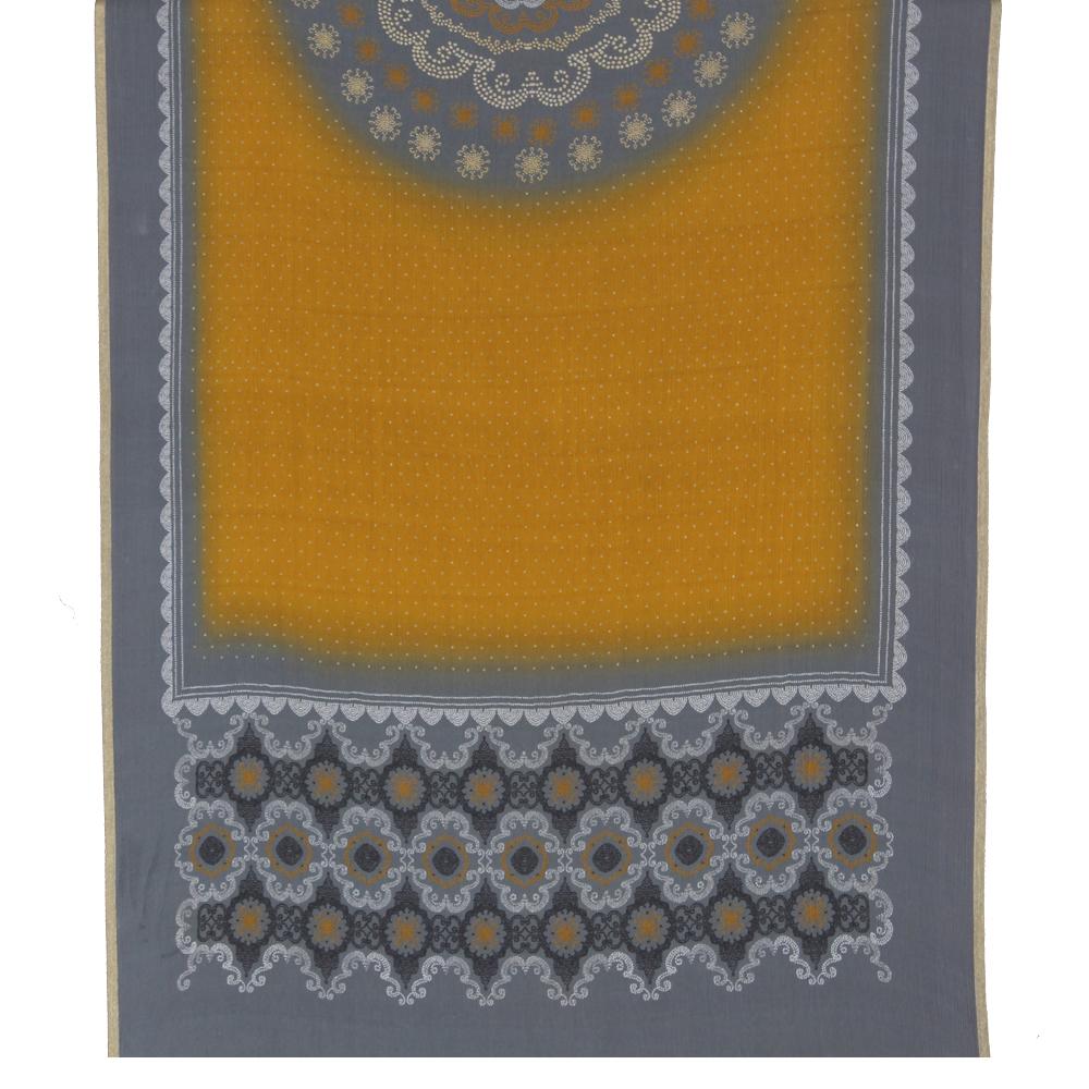Grey Color Digital Printed Gajji Silk Fabric With Dupatta